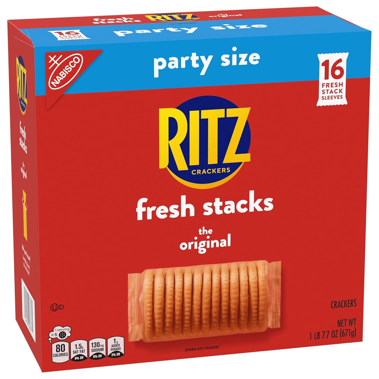 RITZ Fresh Stacks Original Crackers, Party Size, Christmas Stocking Stuffers, Holiday Crackers, 23.7 oz (16 Stacks) Original 23.7 Ounce (Pack of 1) - Image 14