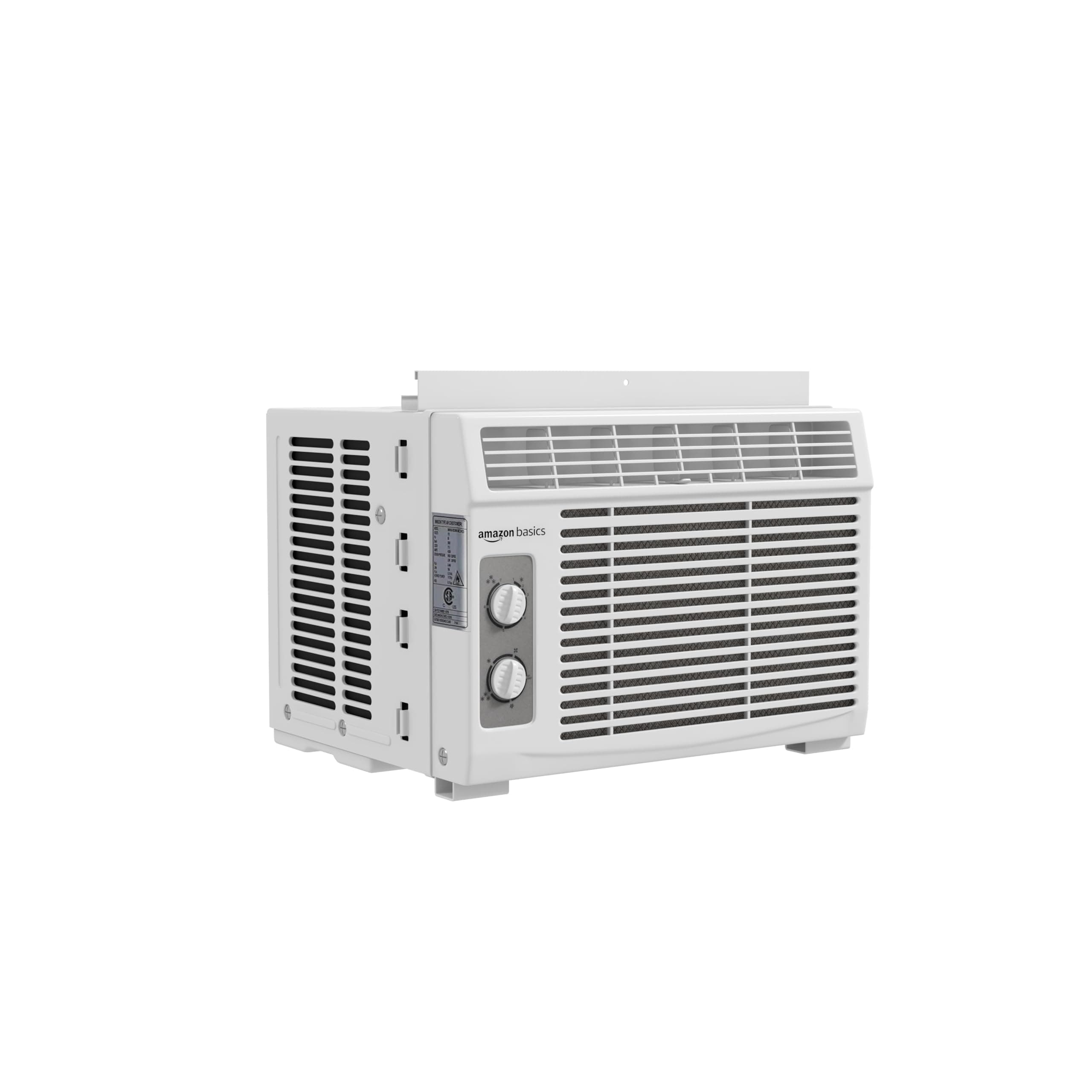 Amazon Basics 5000-BTU Small Window Air Conditioner, Up to 150 Sqf, Window AC Units with Cool and Fan Functions, Washable Filter, Adjustable Window Kit, Intuitive Mechanical Controls, White White 5000 BTU