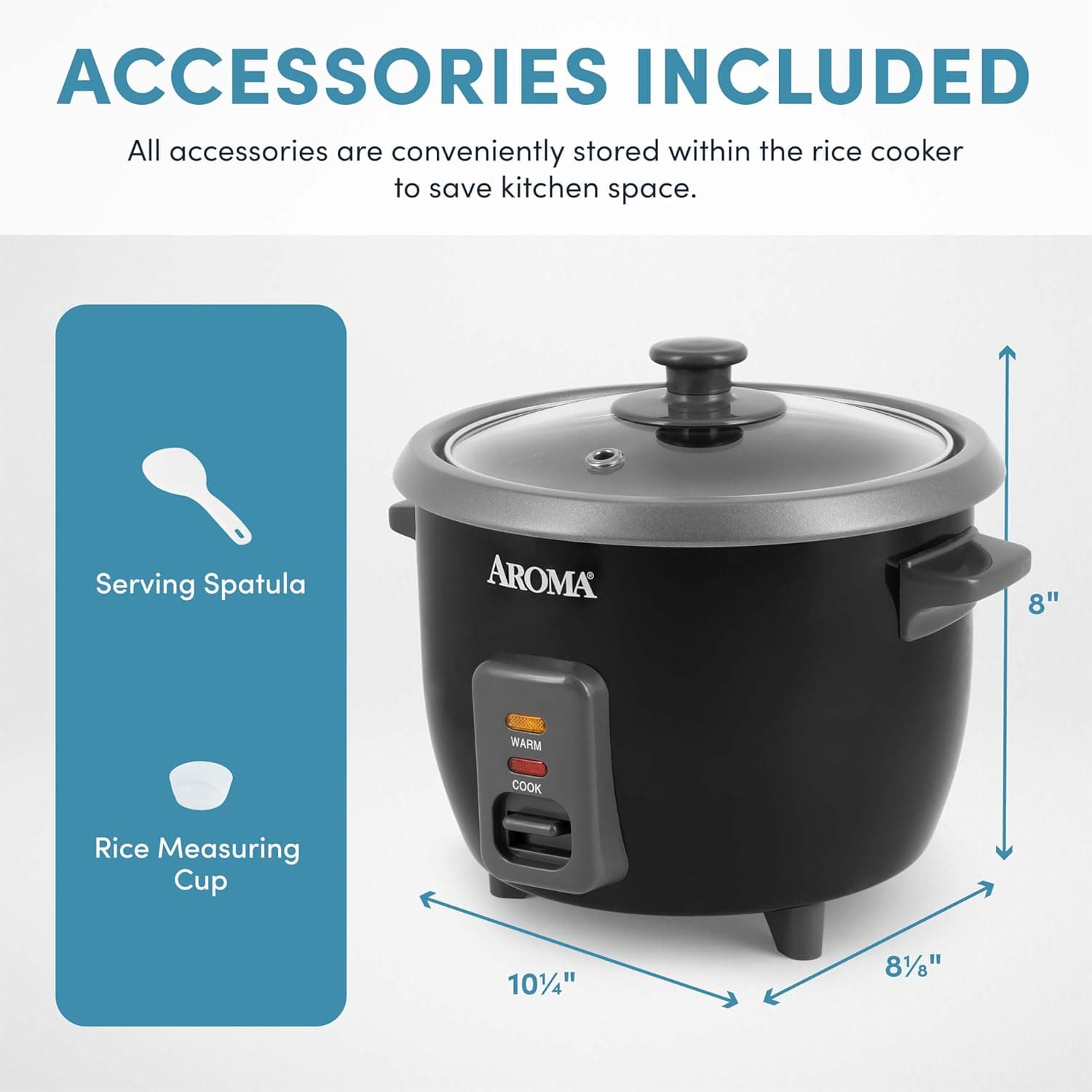 Aroma Housewares 1.5Qt. Rice & Grain Cooker (ARC-363NGB),Black,6-Cup Cooked / 3-Cup Uncooked Black 1.5Qt (3-Cup Uncooked / 6-Cup Cooked) - Image 5