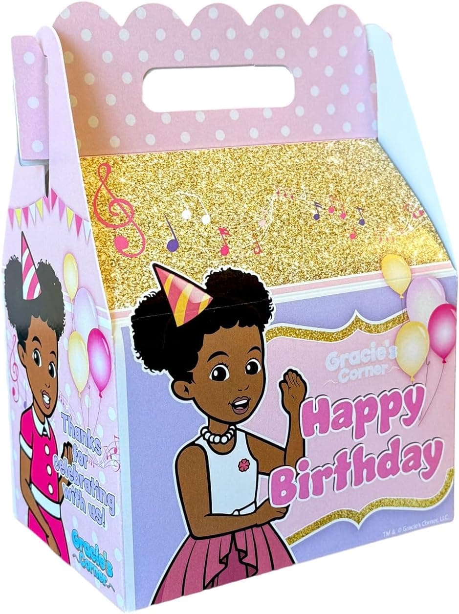 Gracie’s Corner Birthday Party Gable Treat Box, Custom Printed Party Treat Boxes, Party Supplies for Girls’ Birthdays, Baby Showers, and More, Favor Boxes for Party Gifts, and Treats, 8 Count (Pink and Gold) Pink & Gold - Image 2