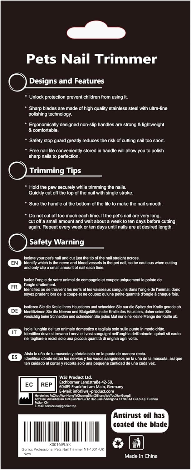 gonicc Dog & Cat Pets Nail Clippers and Trimmers - with Safety Guard to Avoid Overcutting, Free Nail File, Razor Sharp Blade - Professional Grooming Tool for Pets For Large and Medium Dogs - Image 8