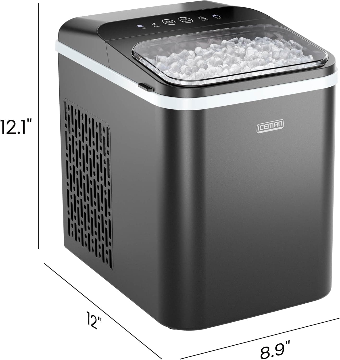 Iceman Compact Pebble Ice Machine, Countertop Nugget Ice Maker Produces Chewable Pellet Ice in 8 Minutes, Makes 26lbs/Day, One-Touch Cleaning Function with Ice Scoop/Basket Included – Black Compact Nugget/Pebble Ice Maker - Image 7