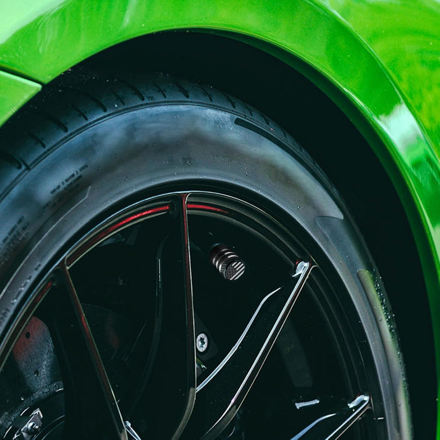 Tire Valve Stem Cap Cover - (5 Pack) Tire Air Cap Metal with Plastic Liner Corrosion Resistant Leak-Proof American Flag for Car Truck Motorcycle Bike Black Black American Flag - Image 7