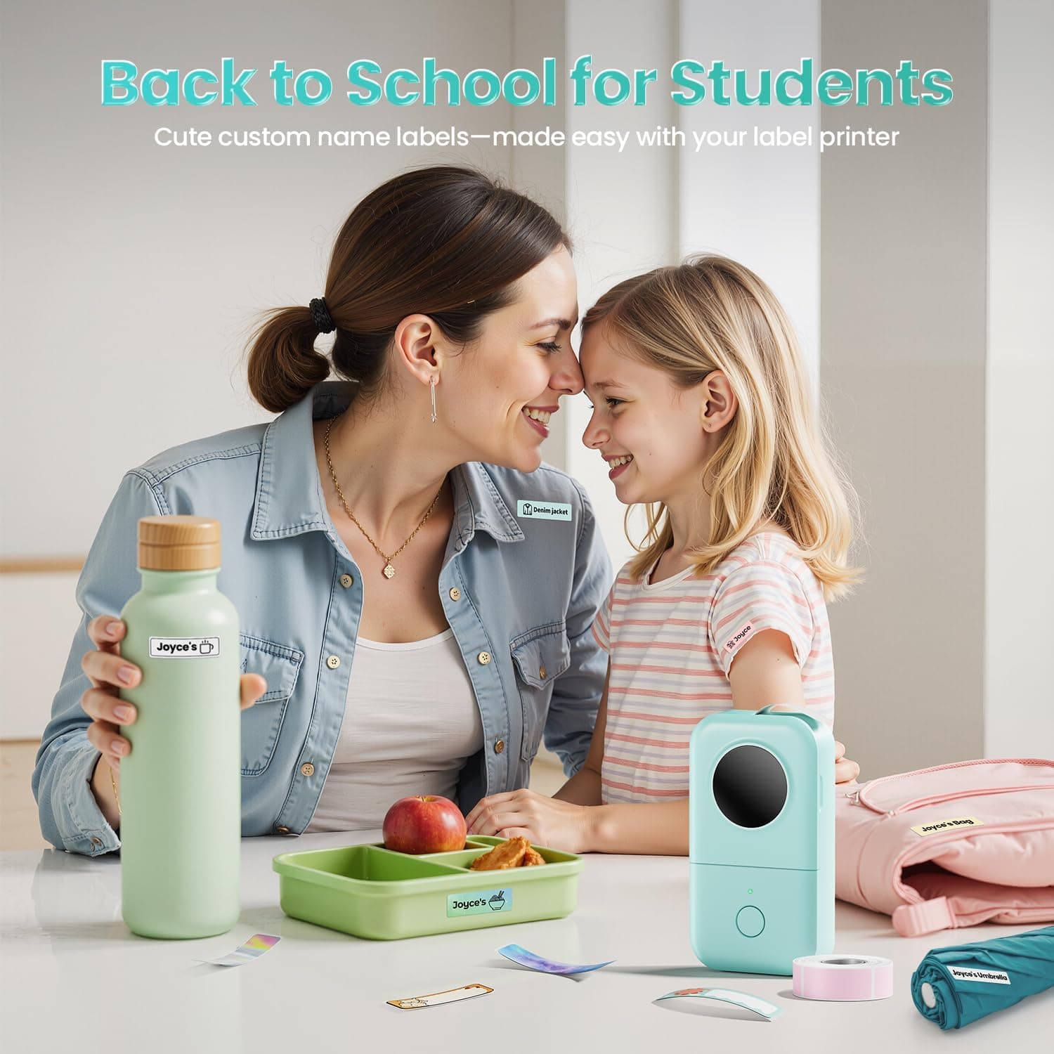 Phomemo Label Maker Machine with Tape, D30 Portable Mini Label Printer, Small Bluetooth Label Makers Handheld Thermal Sticker, Multiple Templates Fonts Icon Custom Name Label for Home Kids, School Green Machine + 1 Label Tape - Image 2