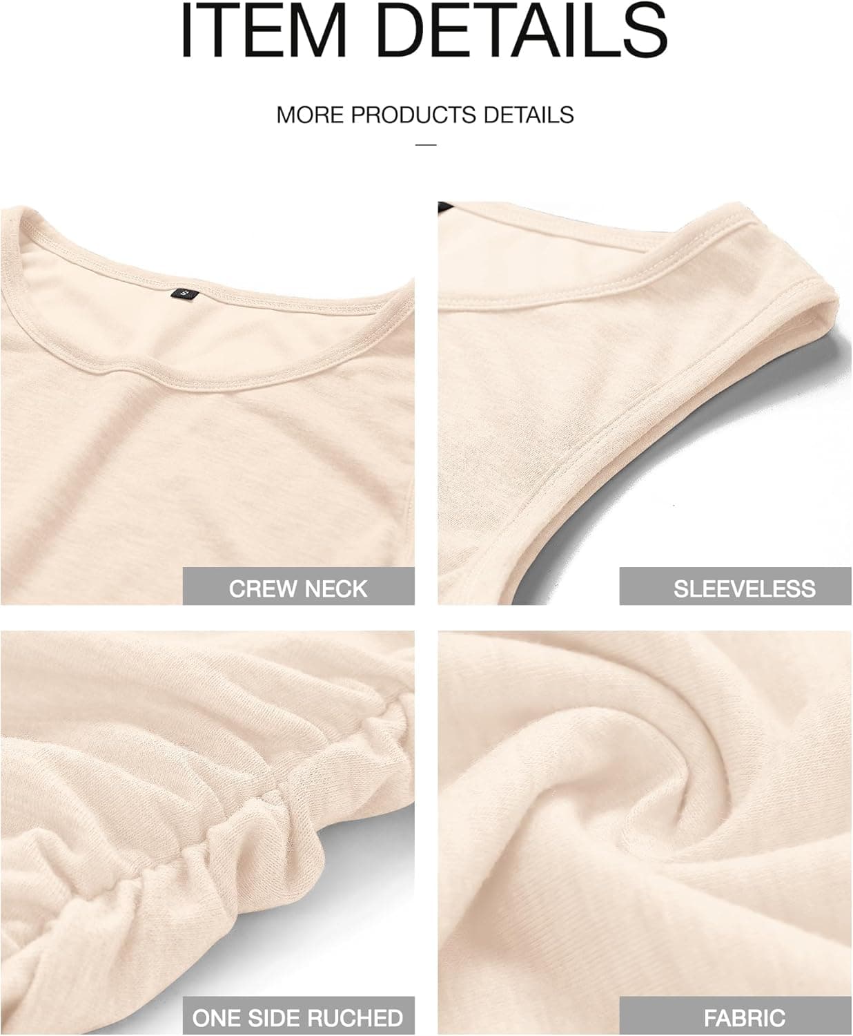 BTFBM Women Summer Dresses 2025 Fall Sleeveless Tank Crew Neck Casual Ruched Bodycon Party Club Beach Short Mini Dress Light Apricot Large - Image 6