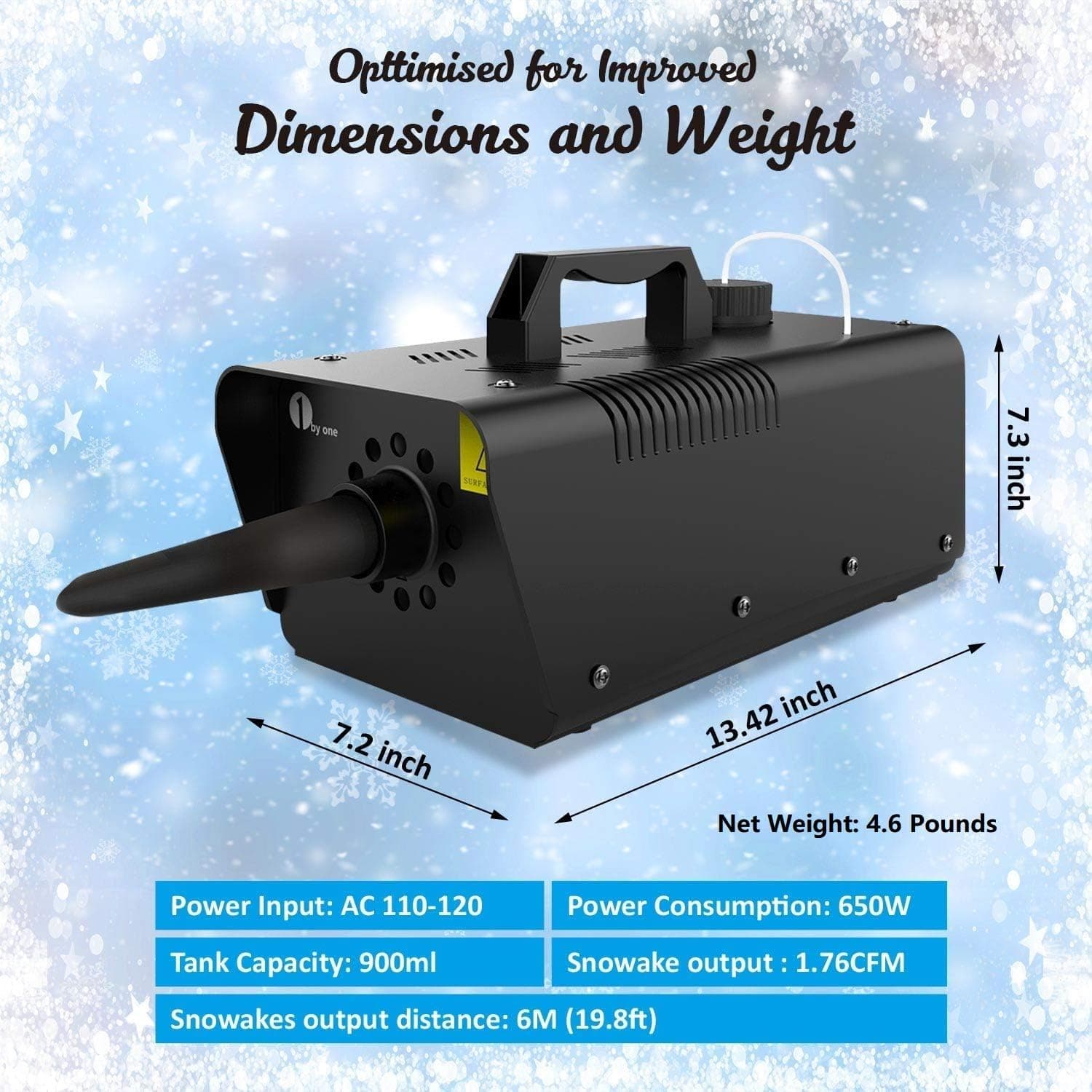 1byone 650W Snow Machine Wired Remote Control Great Machine for Kids, Parties, Parades - Image 2