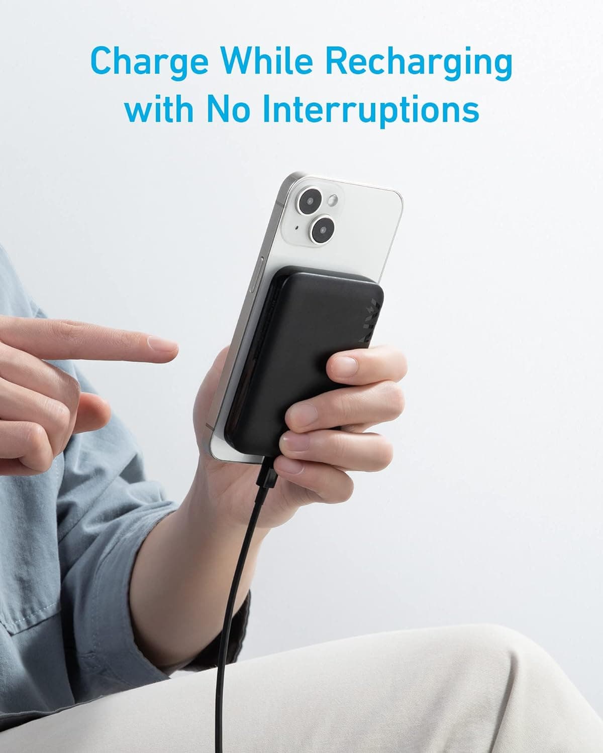 Anker 321 MagGo Battery (PowerCore Magnetic 5K), 5,000mAh Magnetic Wireless Portable Charger, Compatible with iPhone 15/15 Plus/15 Pro/15 Pro Max, iPhone 14/13/12 Series（Black） - Image 7