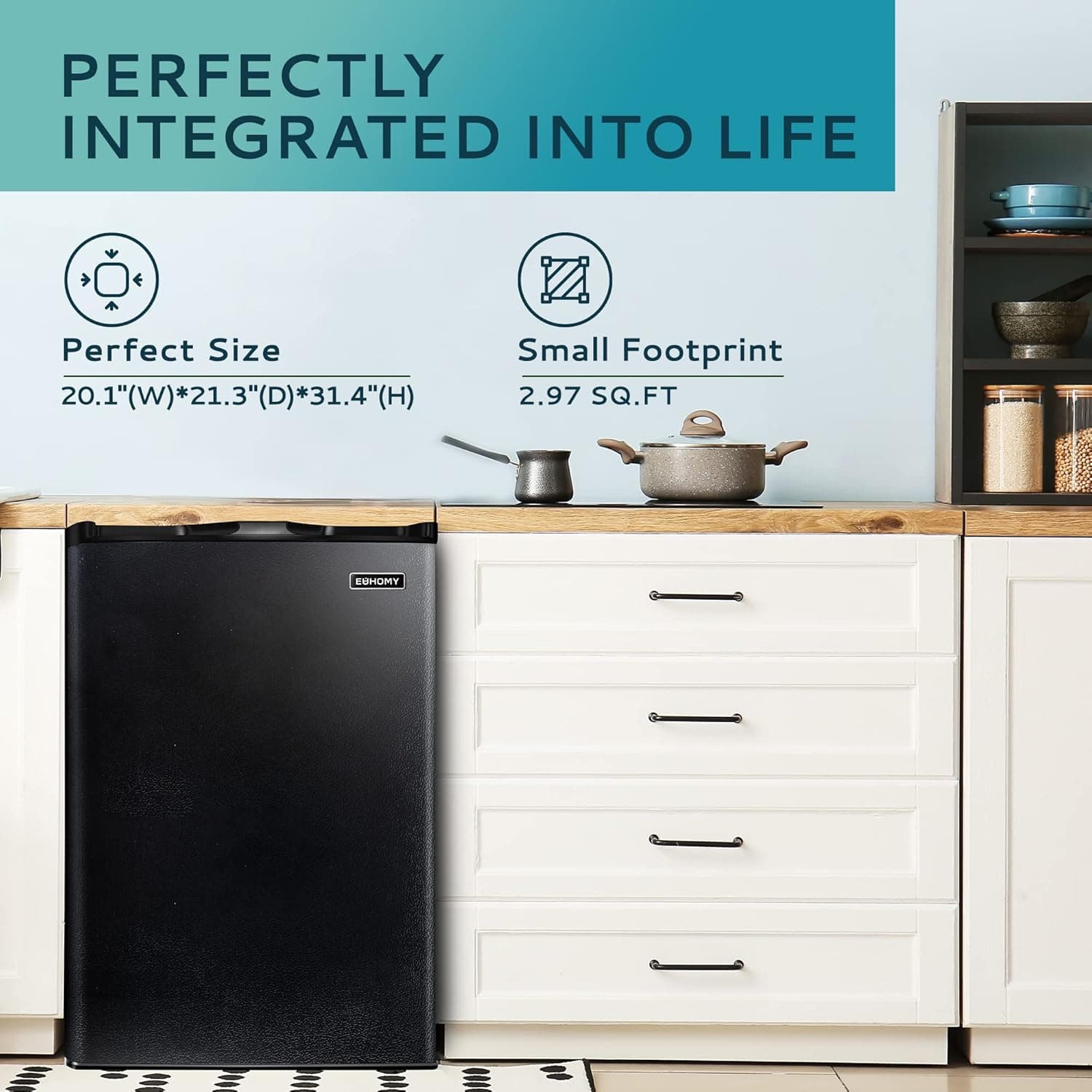 Euhomy Upright freezer, 3.0 Cubic Feet, Single Door Compact Mini Freezer with Reversible Door, Small freezer for Home/Dorms/Apartment/Office (Black) Black 3.0 CU.FT - Image 4