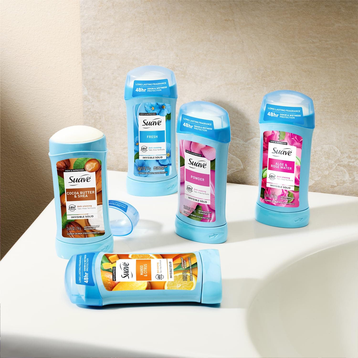 Suave Antiperspirant Deodorant for Women, Wild Cherry Blossom + Sweet Pea & Violet Variety 4-Pack – Anti-Staining Invisible Solid Sticks, Talc-Free, 2.6 Oz Ea - Image 8