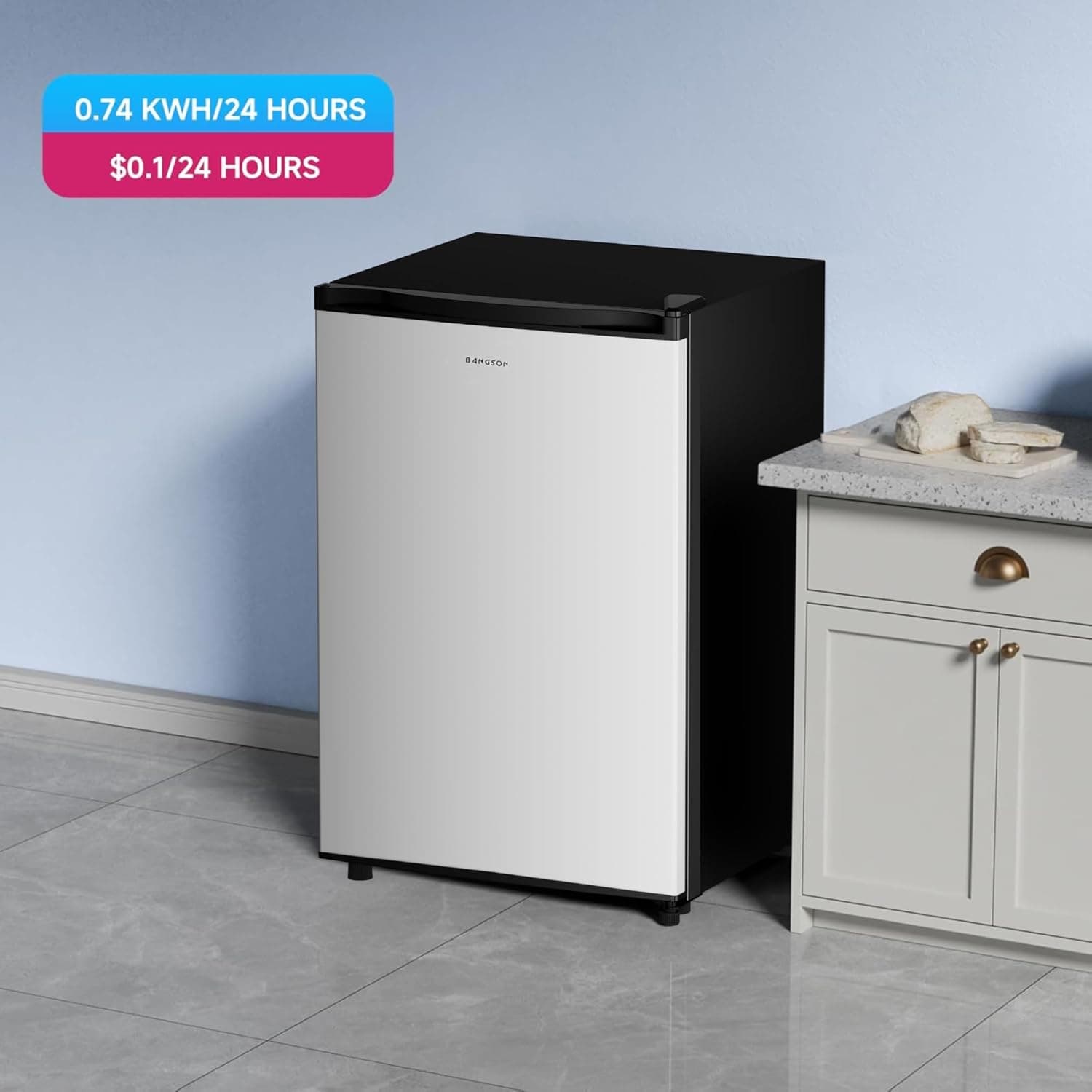 BANGSON 3.0 Cu.ft Compact Upright Freezer, Energy-Saving Mini Freezer with Adjustable Thermostat, Removable Shelves, Reversible Door, Ideal for Dorm/Office/Apartment, Silver 3.0cu.ft Silver（3.0cu.ft） - Image 7