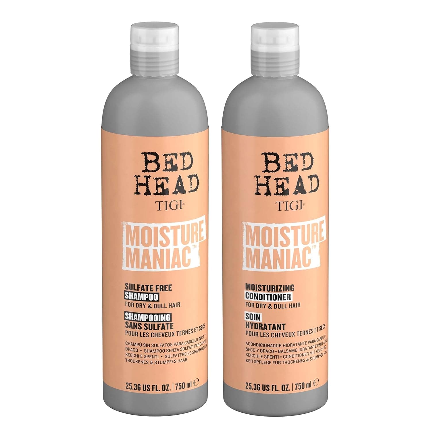 TIGI Bed Head Sulfate Free Shampoo and Conditioner Set for Dry Hair, Moisture Maniac Hair Care with Argan Oil, 25.36 fl oz, 2 Pack - Image 3