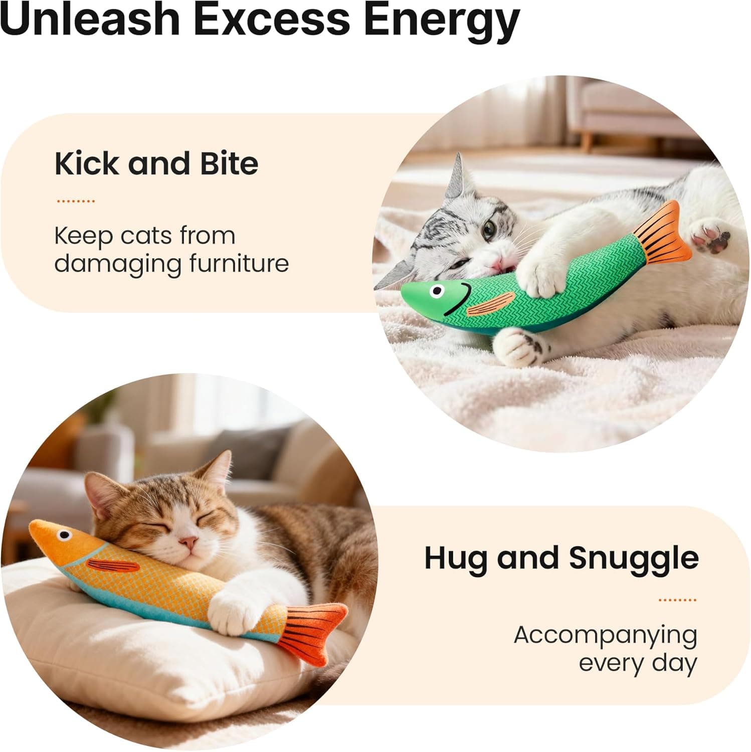 Juguetes para Gatos Potaroma Saury Fish, Paquete de 3, Sonido Crinkle con Catnip, Suaves y Duraderos, Kicker Interactivo para Ejercicio de Gatitos en Interiores de 9.4 Pulgadas para Todas las Razas - Image 6