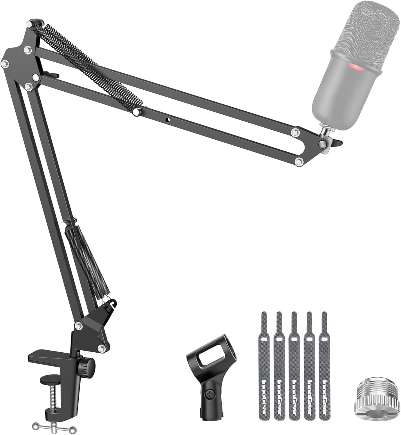 InnoGear Boom Arm Microphone Mic Stand for Blue Yeti HyperX QuadCast SoloCast Snowball Fifine Shure SM7B and other Mic, Medium Medium Black - Image 2