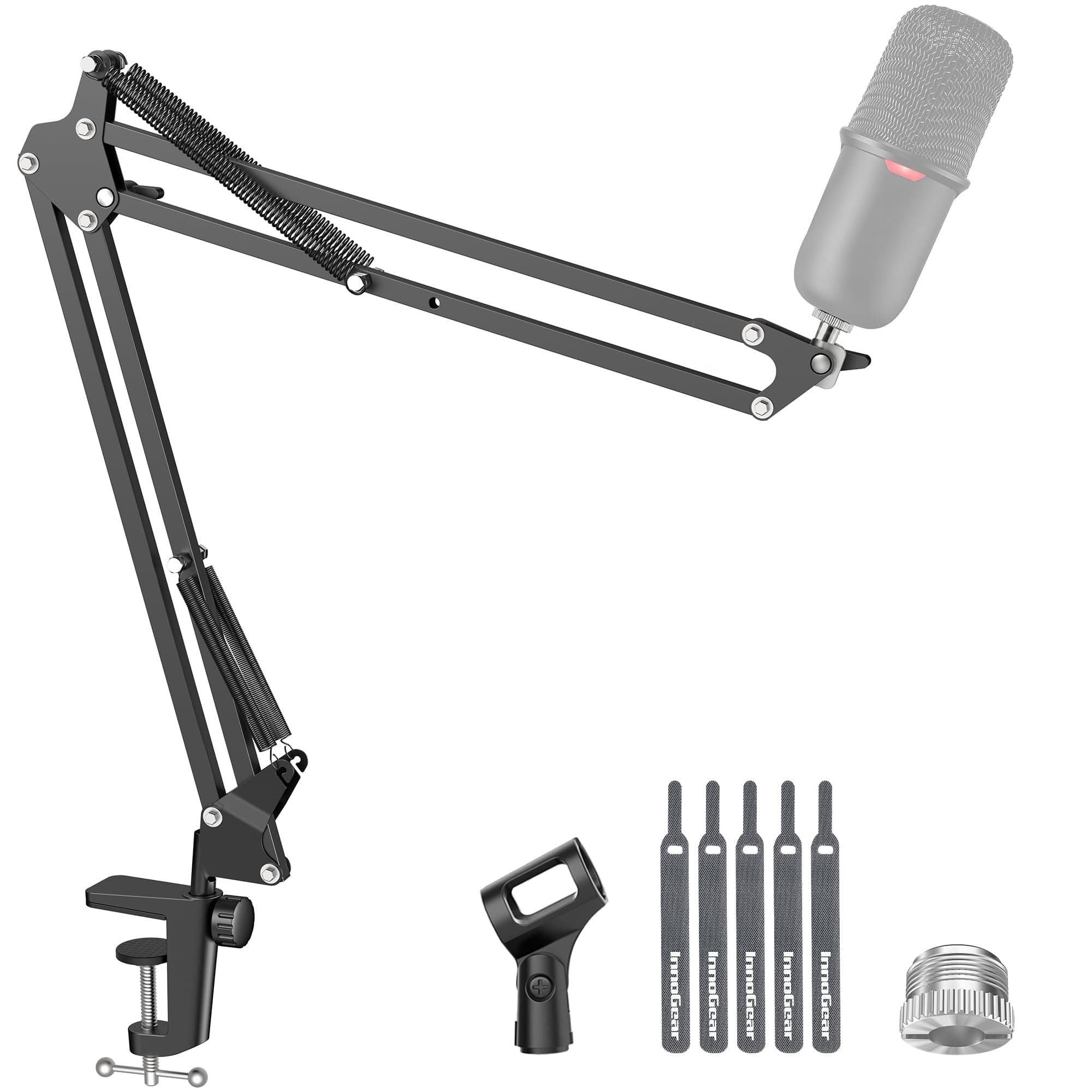 InnoGear Boom Arm Microphone Mic Stand for Blue Yeti HyperX QuadCast SoloCast Snowball Fifine Shure SM7B and other Mic, Medium Medium Black