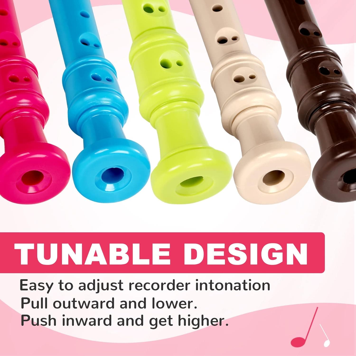 Instrumento de flauta soprano para niños y estudiantes - Flauta de 8 agujeros con digitación alemana, grabadores de descanto ABS para principiantes con varilla de limpieza y bolsa, beige - Image 6