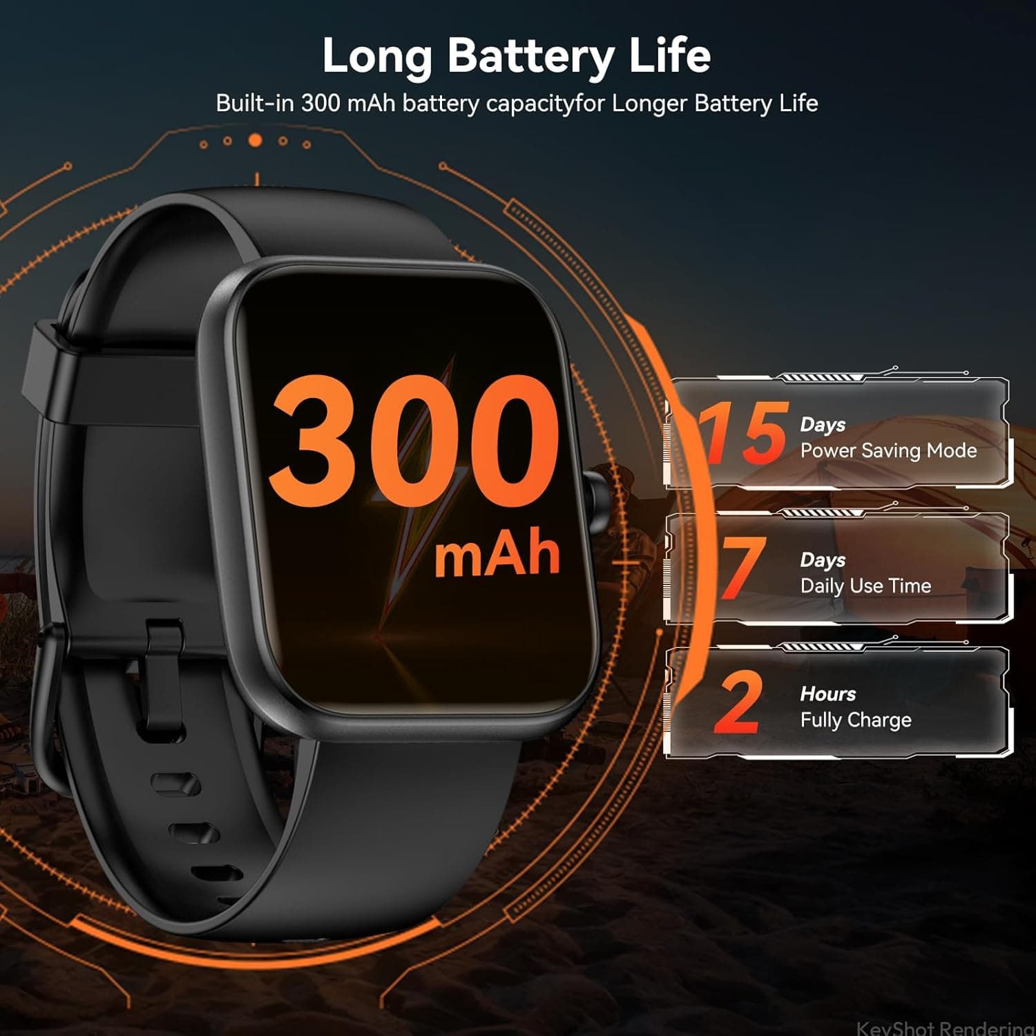 Smart Watch with Alexa Built-in, 1.83" HD Touchscreen Fitness Tracker, Bluetooth Notifications/Calls, IP68 Waterproof, 120+ Sport Modes, 24/7 Heart Rate & Sleep Monitor for iPhone Android iOS (Black) - Image 8