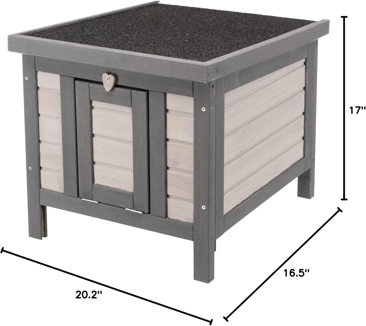 TRIXIE Insulated Outdoor Cat House, Weatherproof Cat Home with Raised Floor, Hinged Asphalt Roof & Covered Opening, Small Outdoor Shelter for Cats and Small Animal, Gray Pine Wood - Image 8