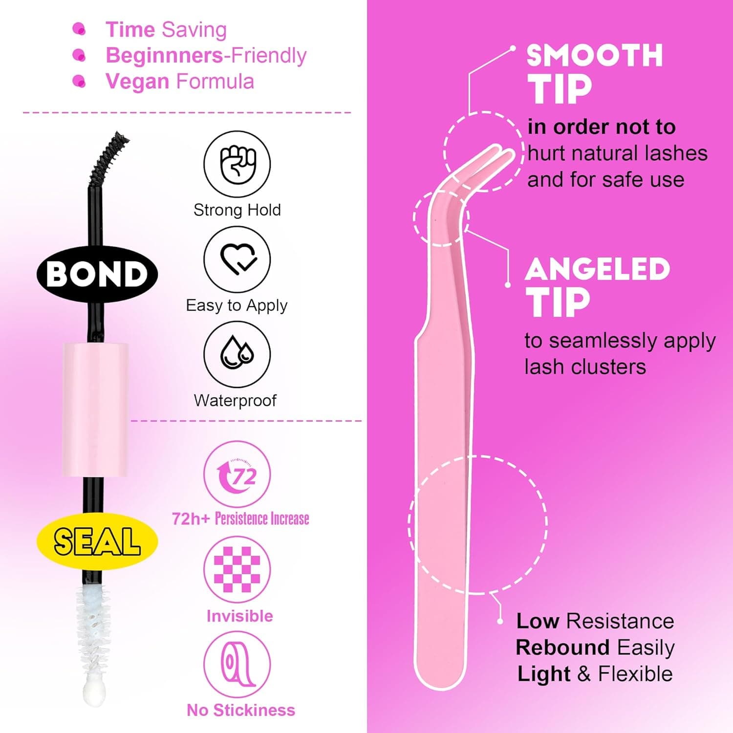 Pawotence Lash Extension Kit DIY 280pcs Lash Clusters Eyelash Extension Kit, 9-16mm 30D 40D Individual Lashes Kit with Lash Bond and Seal, Lash Tweezers for Self Use (30D&40D, 0.07D, 9-16mm, Kit) 30D&40D KIT - Image 6