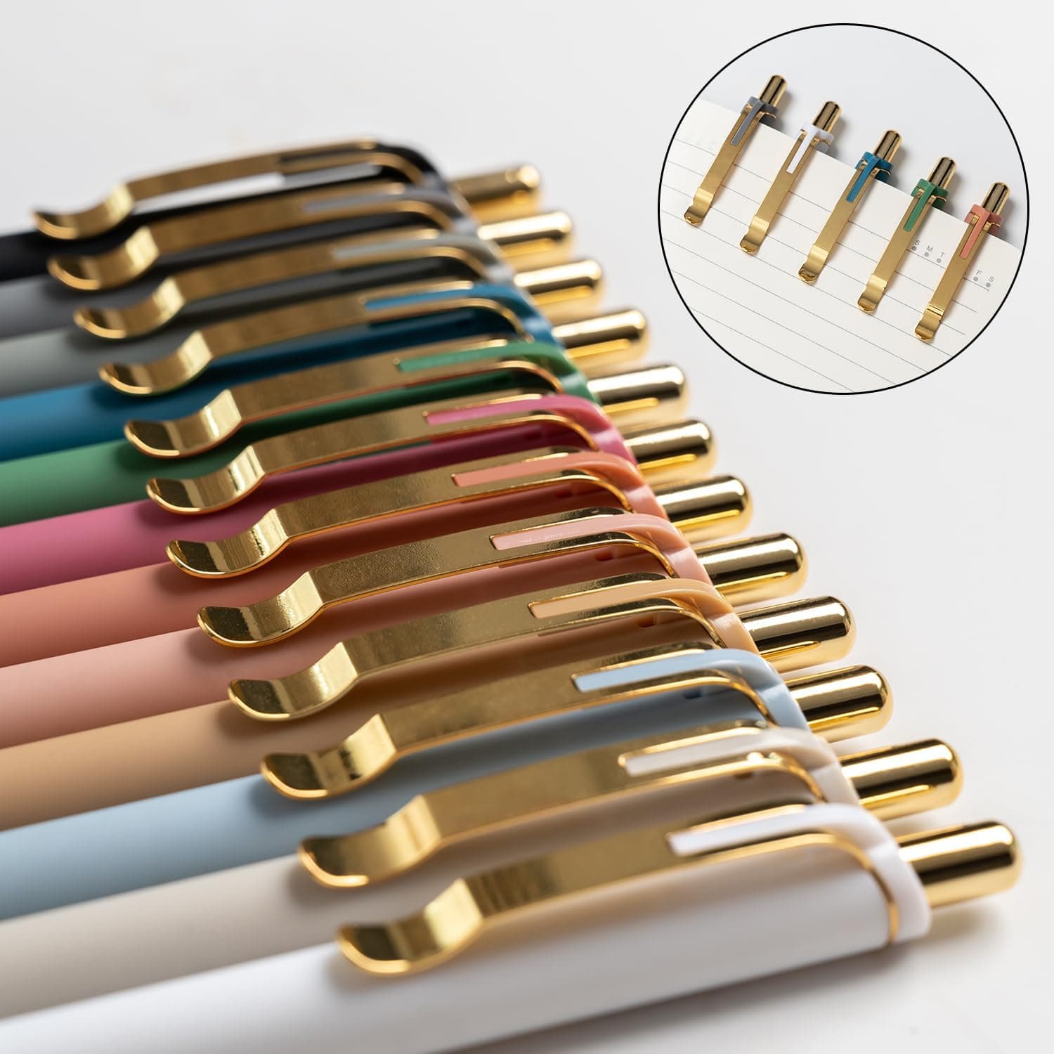 Linbsunne Bolígrafos de Punta Media Negra 1mm con Agarre Súper Suave Bolígrafo para Hombres y Mujeres Bolígrafos Retráctiles (oro-12 pcs) - Image 4