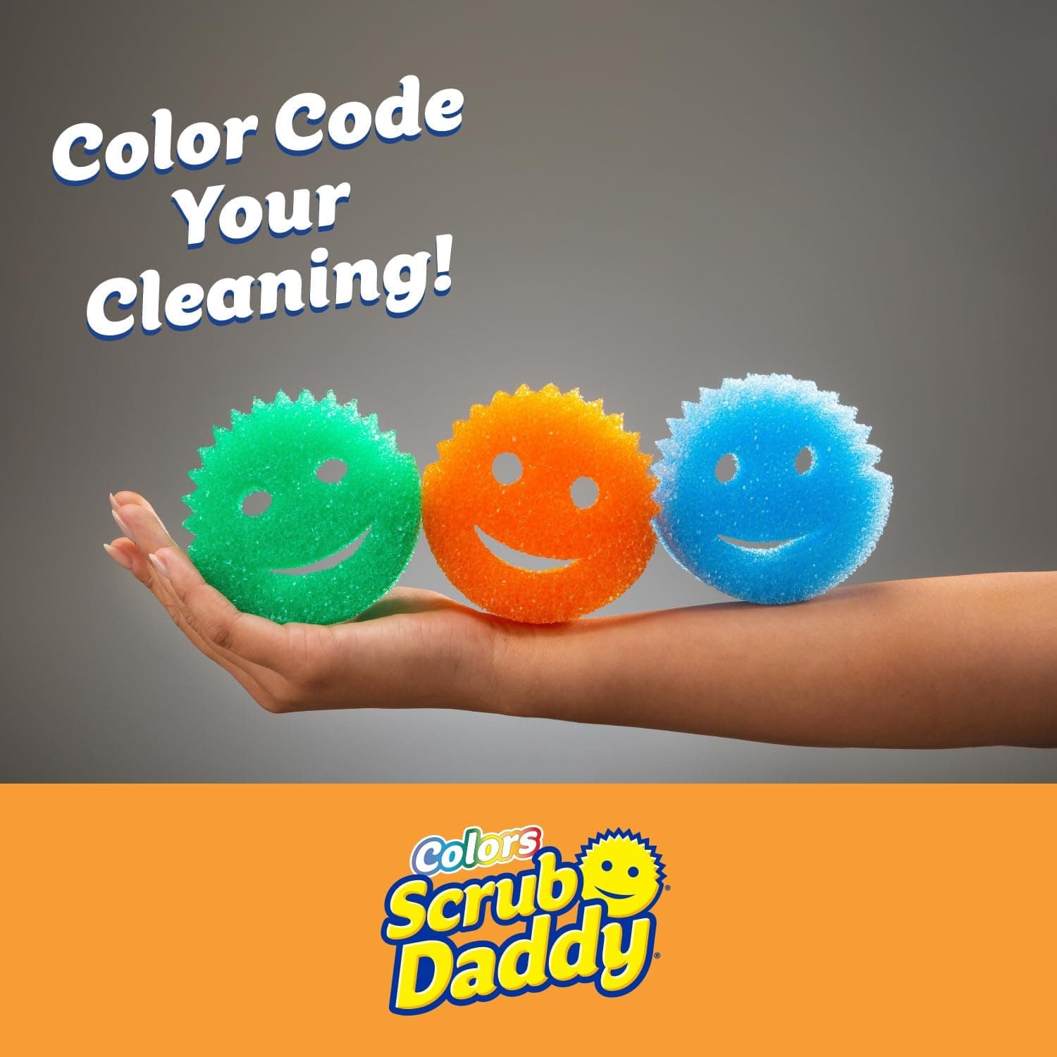 Scrub Daddy Color Sponges - Scratch-Free Multipurpose Dish Sponges for Kitchen, Bathroom & Household Cleaning - Made with BPA-Free Polymer Foam (3 Count) 3 Count (Pack of 1) Exclusive Scrub Daddy Colors - Image 3