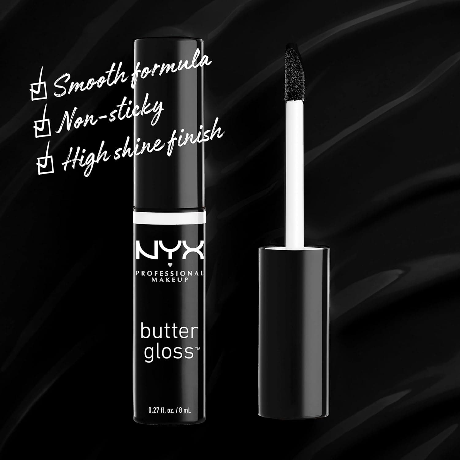 NYX PROFESSIONAL MAKEUP Butter Gloss, Non-Sticky Lip Gloss - Licorice (Black) 55 Licorice 0.27 Fl Oz (Pack of 1) - Image 3