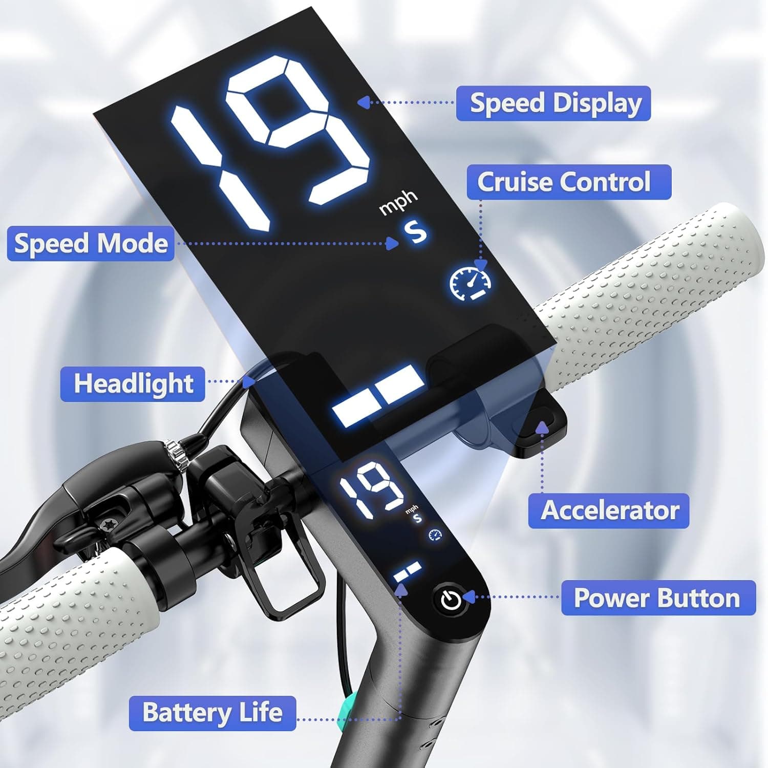 Electric Scooter Adult, 19/25 MPH Max Speed, 15-28 Miles Long Range, Foldable E Scooter with 8.5"/10" Tires, 350W/500W/600W Motor, Commuting Scooters with Dual Brakes 350W-7.8AH-15Miles-Blue - Image 4