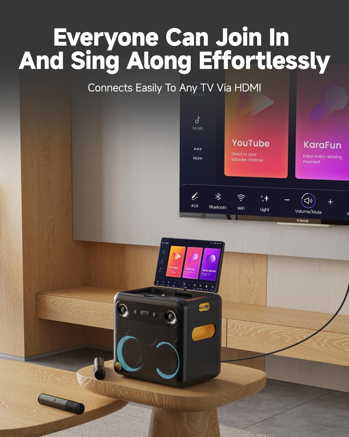 Ikarao Smart Karaoke Machine for Adults - with Lyrics Display, 32GB Karaoke Tablet, 2 Wireless Mics, Professional Karaoke System, 300W Peak Power, 4 DJ Lights, Karaoke Speaker for Any Occasion Break X2 with Wireless Microphones - Image 8