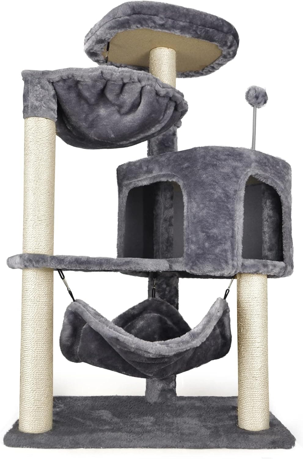 YUNIQUE Cat Tree with Cat Condo and Big Hammock, Grey - Image 3