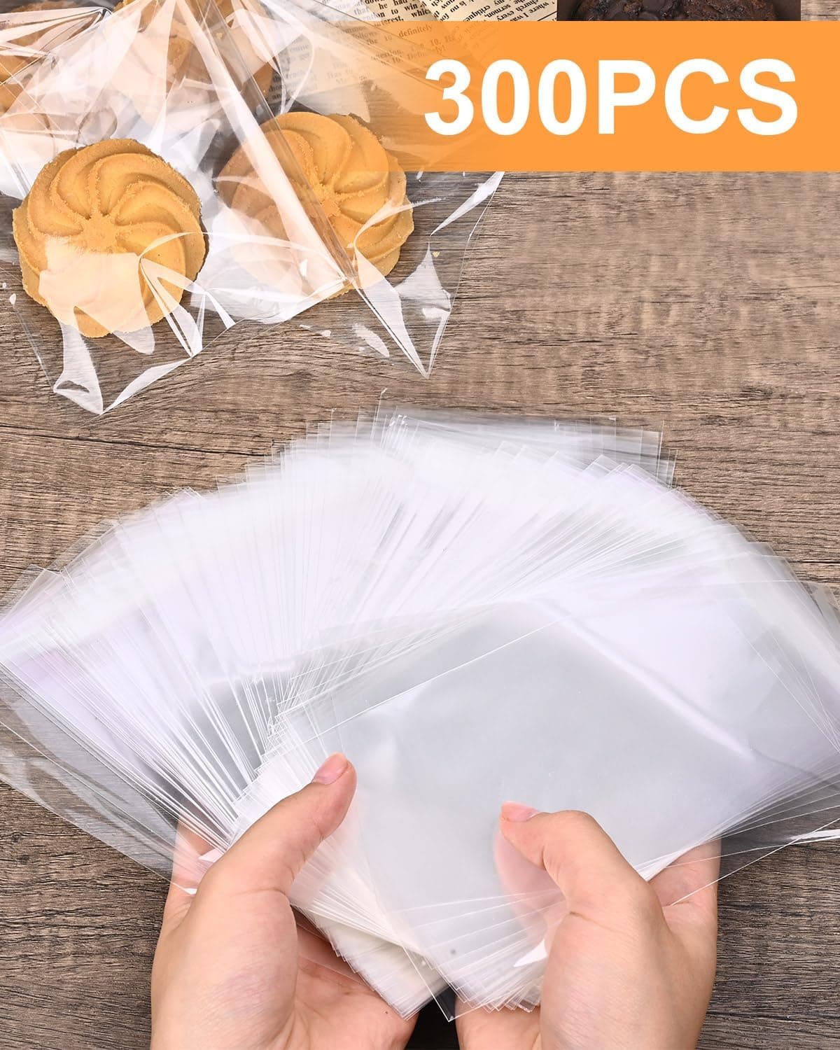 300 Pcs Self Adhesive Cookie Bags, 4x6 Inches Self Sealing Cellophane Bags, Clear Resealable Cellophane Bag for Packaging, Cookies, Gifts, Candy, Food - Image 5