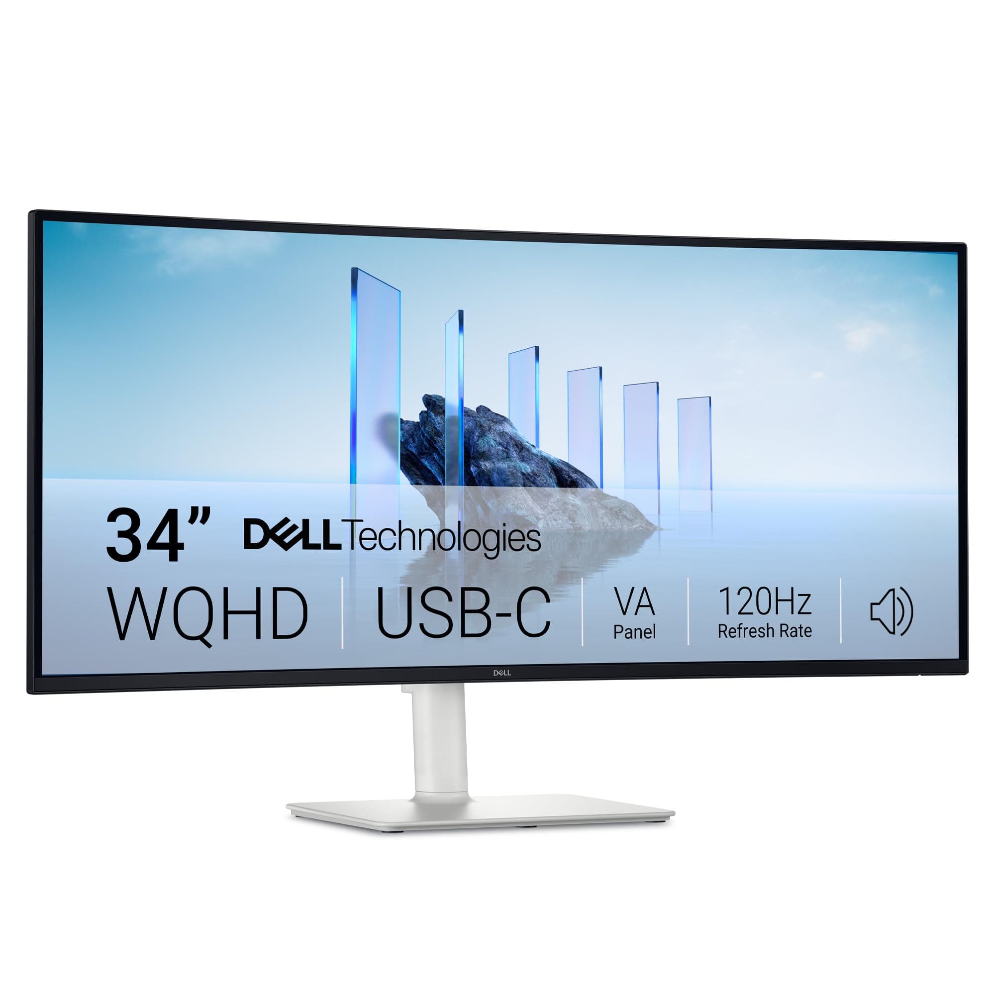 Dell 34 Plus USB-C Curved Monitor - S3425DW - 34-inch (3440 x 1440) up to 120 Hz 21:9 Display, VA Panel, AMD FreeSync Premium, 99% sRGB, 95% DCI-P3, Integrated Speakers, 3000:1 Contrast Ratio 34 Inches S3425DW USB-C