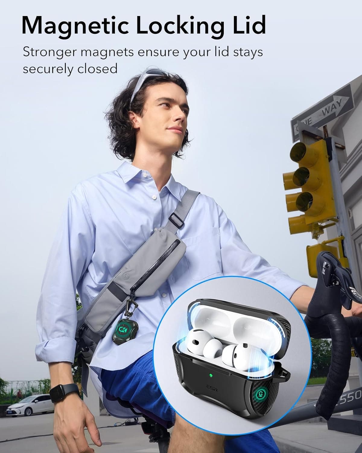 ESR for AirPods Pro 3 Case (2025), Compatible with Airpods Pro 3rd Generation Case (USB-C Cable), Magnetic Lid, MagSafe Ready, Powerful Drop Protection, Cyber Series, Black Black AirPods Pro 3 Case - Image 4