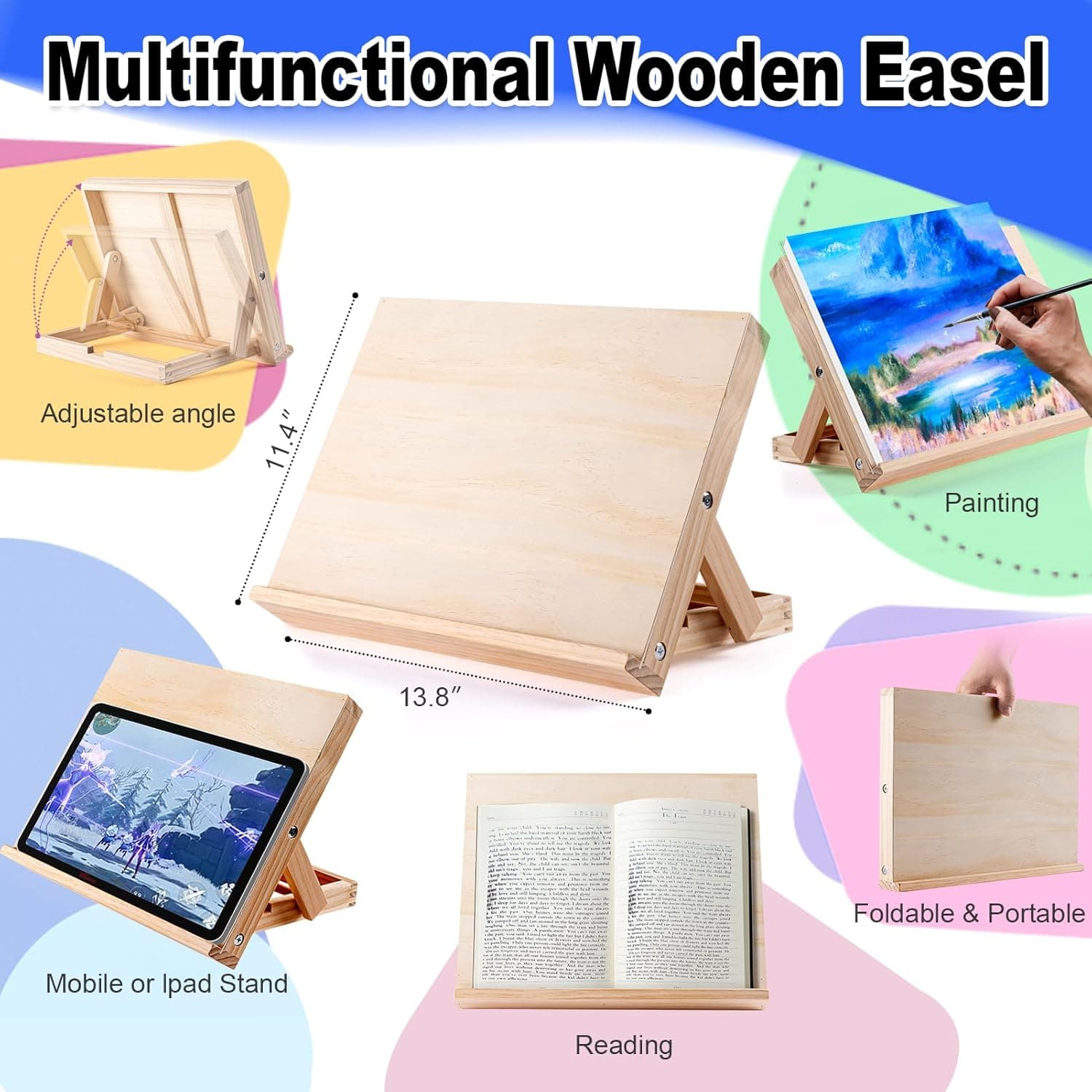 koseibal Acrylic Art Set with 18 Acrylic Paints, 8 Brushes, 4 Stretched Canvas, 1Wooden Easel, Etc, Premium Painting Supplies Kit for Students, Artists Kids, Adults, and Beginner 18colors+36pcs - Image 6