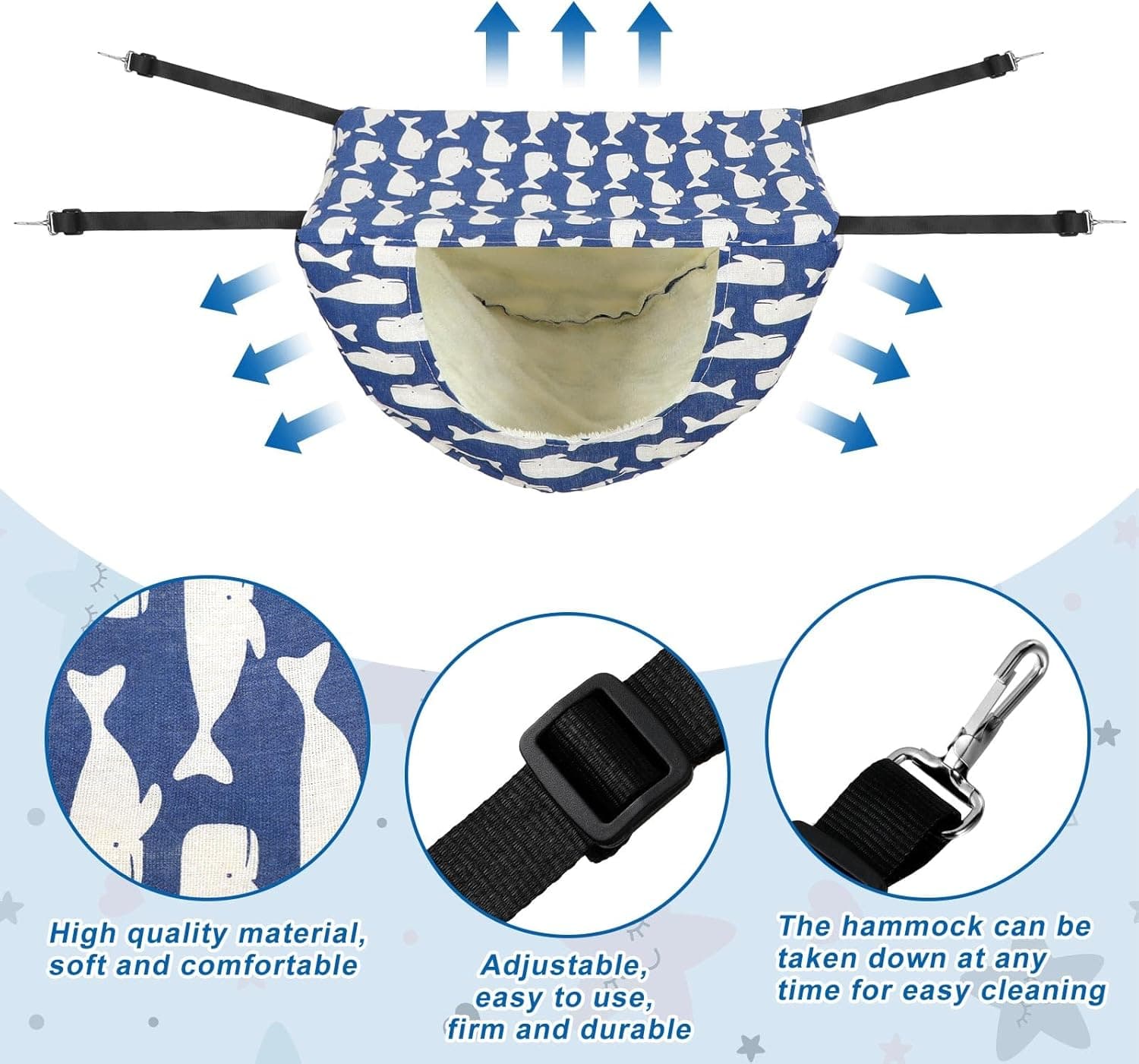 Jetec 2 Pieces Cat Cage Hammock Indoor Hanging Pet Bed Double Layer Hanging Cat Bed Bag Soft Kitten Hammock for Comfortable Two Level Cage Accessories for Spring, Summer, Winter, 2 Styles - Image 7