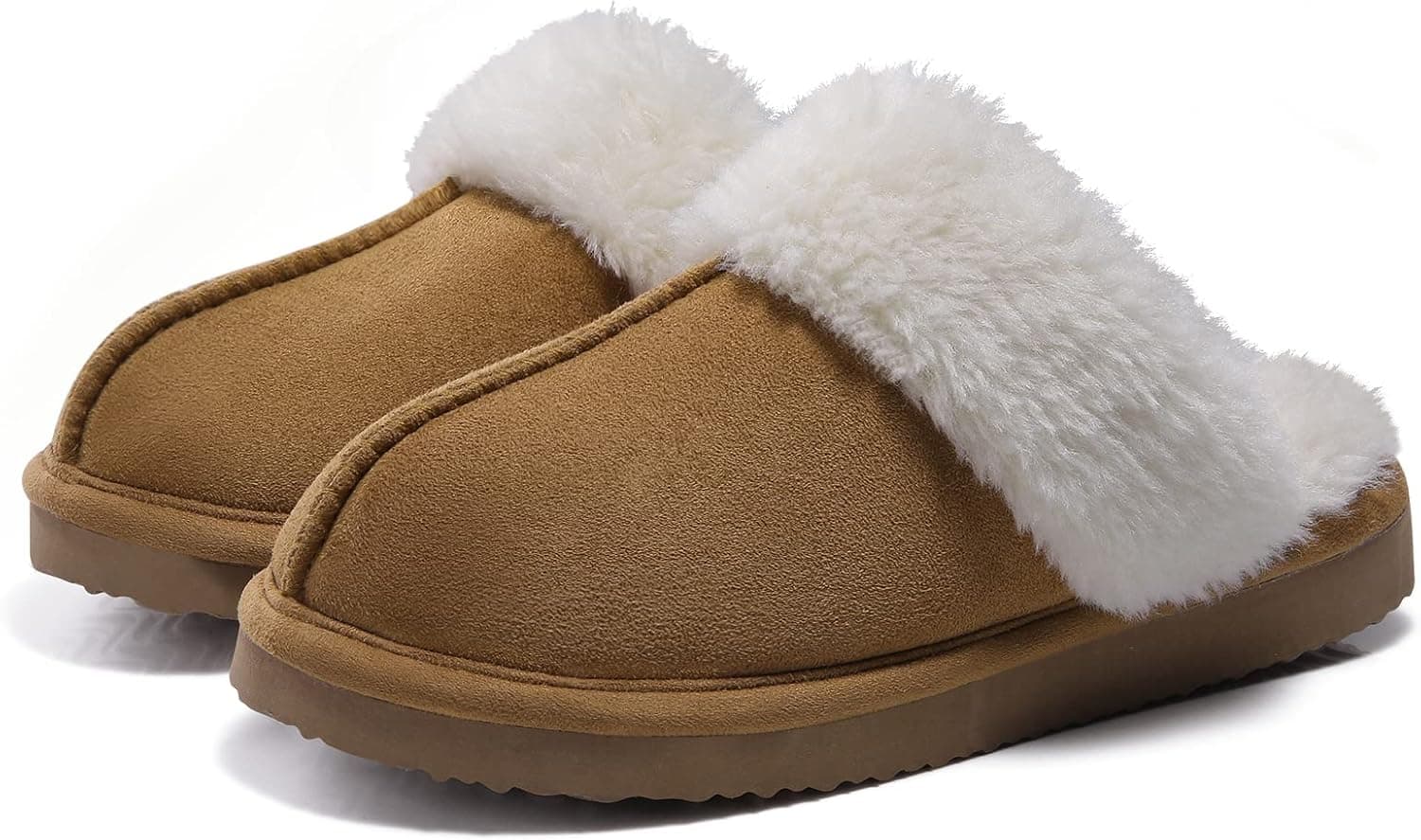 Litfun Women's Fuzzy Memory Foam Slippers Fluffy Winter House Shoes Indoor and Outdoor 8-8.5 Chestnut - Image 2