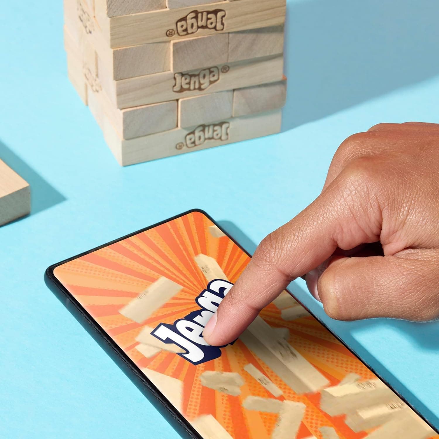 Amazon.com: Official Hasbro Games Jenga Game | Digital Die for 6 More Ways to Play | Original Wood Block Game | Stacking Tower | Ages 6+ | 1+ Players | Party Games - Image 5