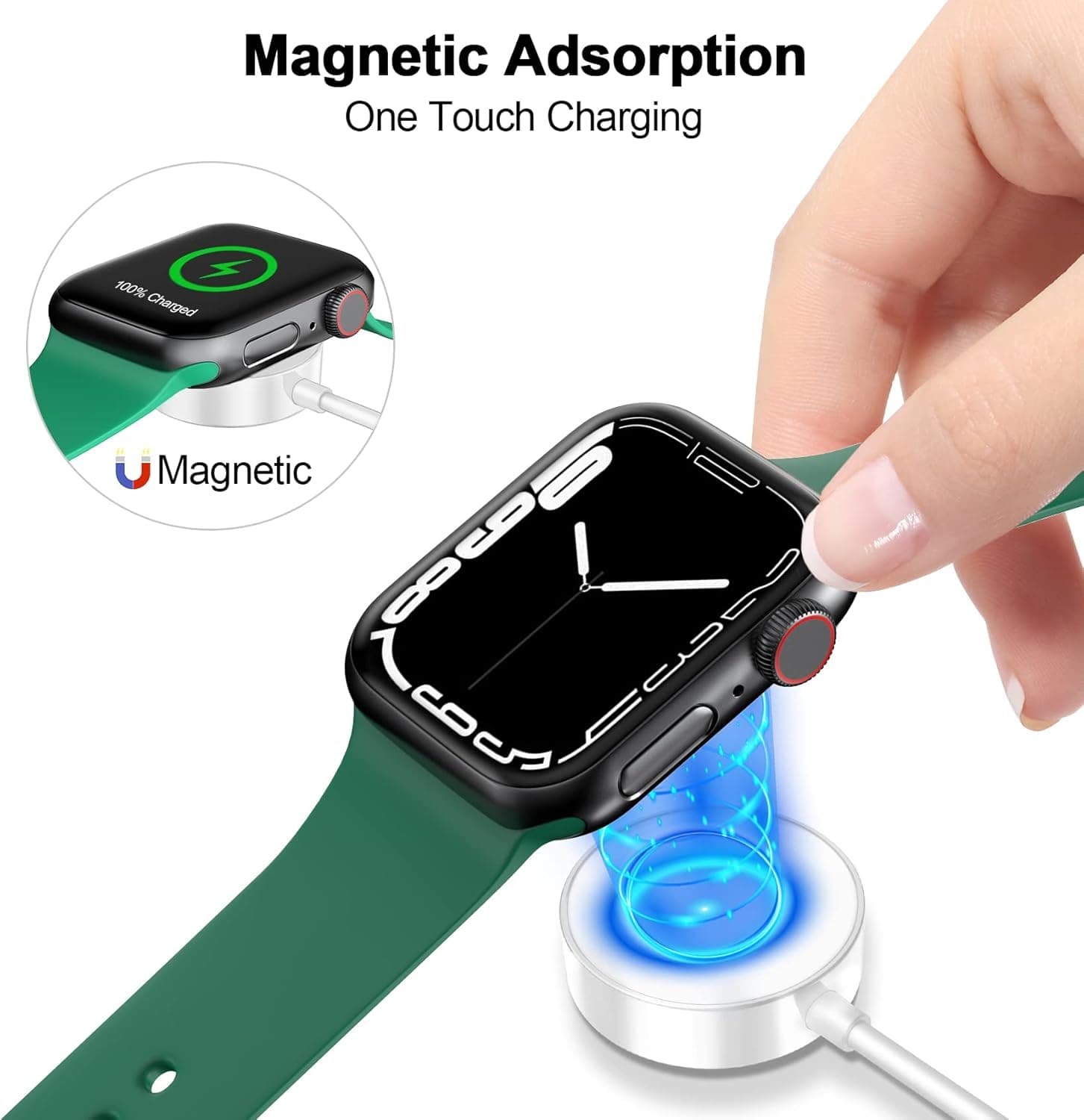 𝟐𝟎𝟐𝟔 𝐔𝐩𝐠𝐫𝐚𝐝𝐞𝐝 for Apple Watch Charger Magnetic Fast Charging Cable [Portable] Magnetic Wireless Charging Compatible with iWatch Series Ultra/SE/11/10/9/8/7/6/5/4/-[3.3FT] White 1.0M White - Image 5