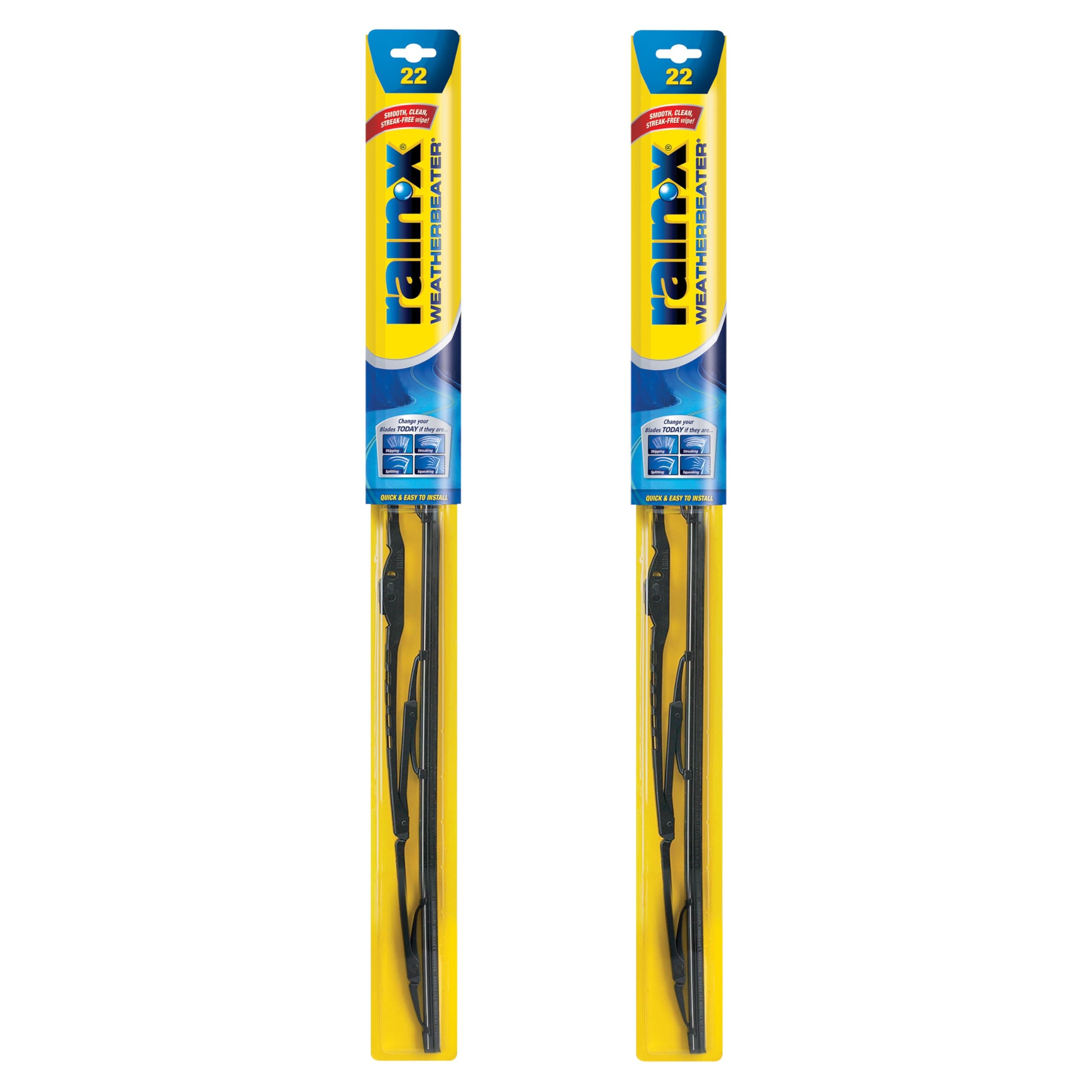 Rain-X 820149 WeatherBeater Limpiaparabrisas, 22" Limpiaparabrisas (Paquete de 2), Limpiaparabrisas de Reemplazo Automotriz