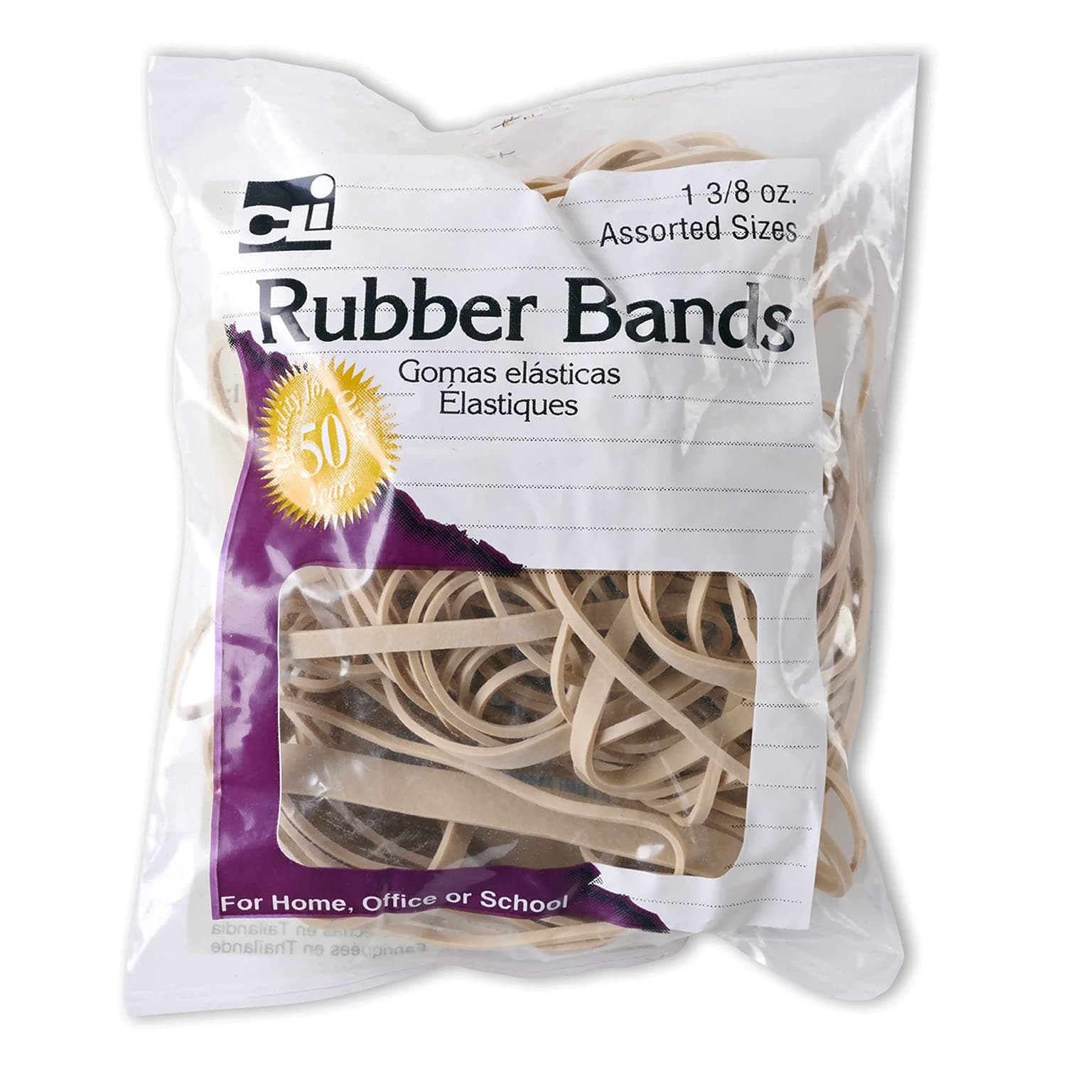 Charles Leonard Rubber Bands, 3/8 Ounce Bags, Amber, Assorted Sizes (56381) Assorted Amber
