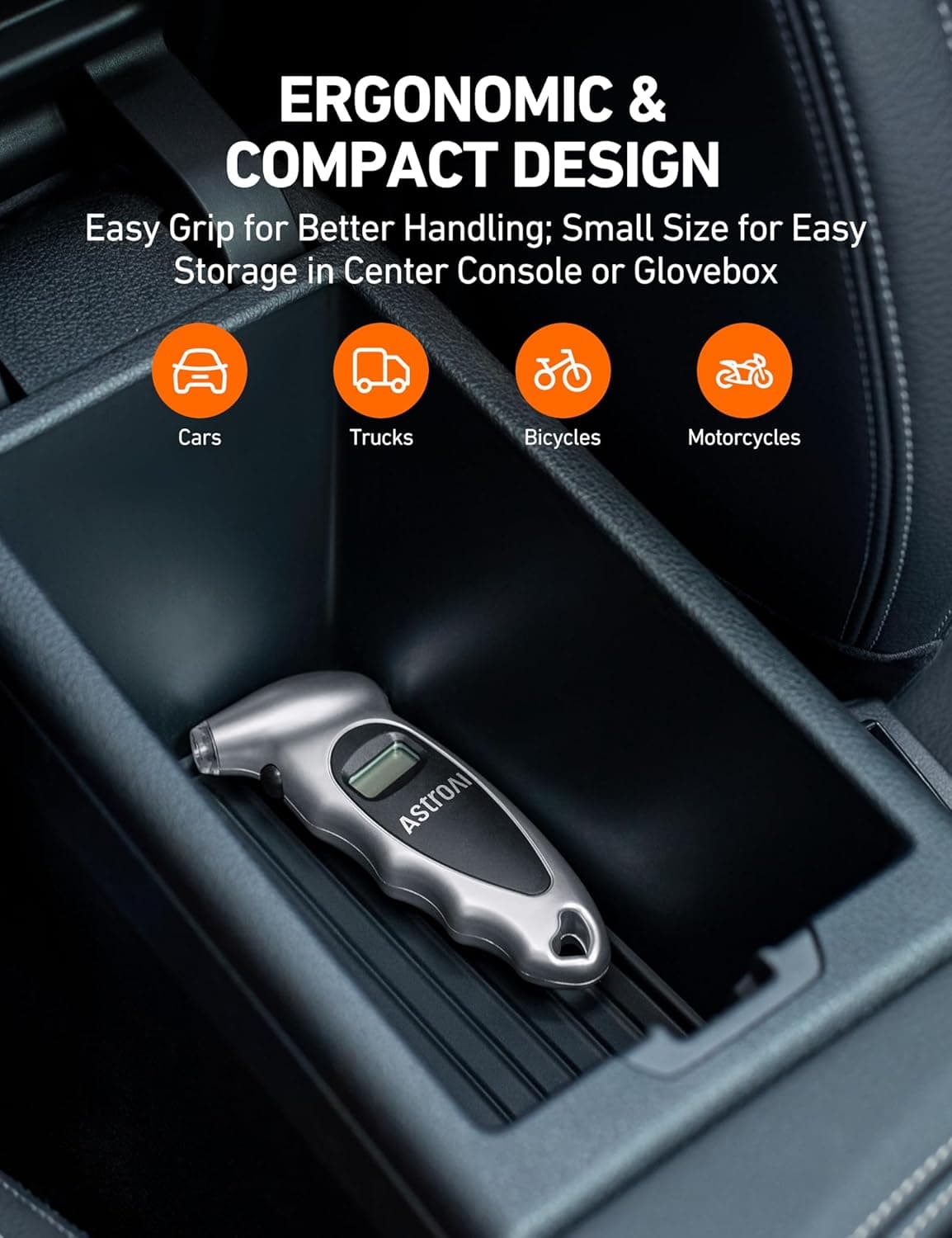 AstroAI Tire Pressure Gauge Digital 0-150PSI (Accurate in 0.1 Increments), 4 Settings Stocking Stuffers for Car Truck Bicycle with Backlight LCD and Presta Valve Adaptor, Sliver Silver - Image 7