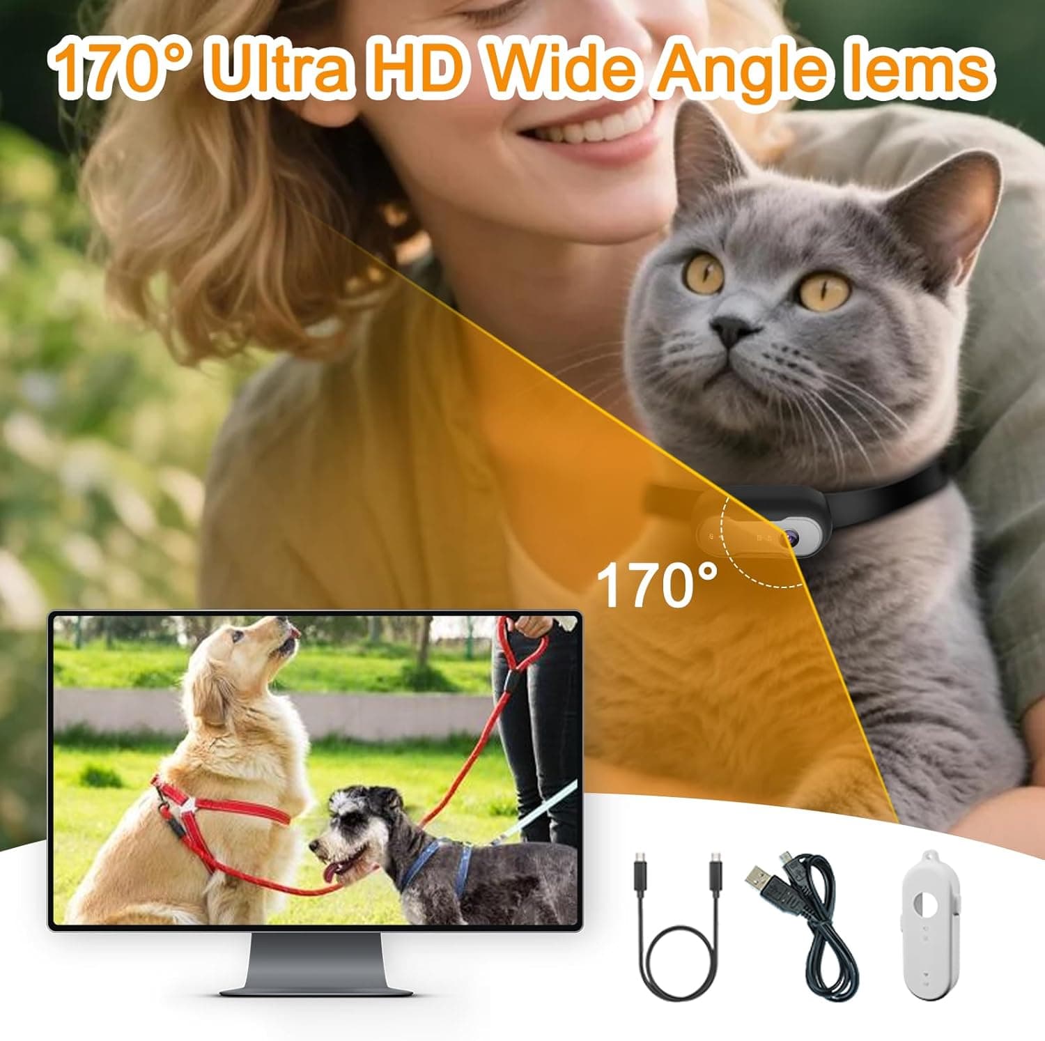 HD 1080P Pet Camera Collar with Video Record, Wireless Mini Sport Cam Built in WiFi, Small Body Action Cameras for Pet Supplies/Cycling/Travel/Walking - Image 3
