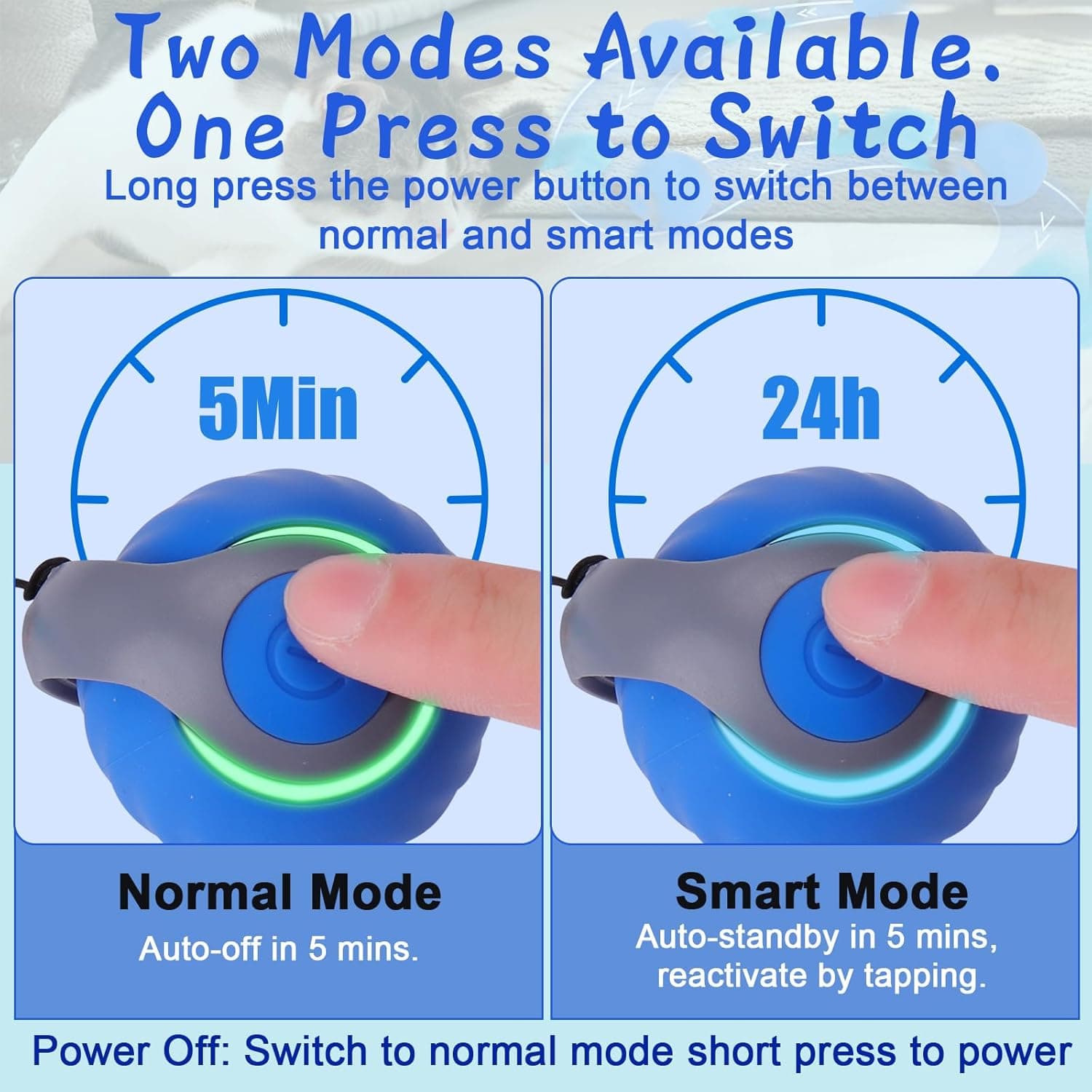 BABORUI Interactive Cat Toy Ball - Automatic Interactive Cat Toys for Indoor Cats with 3 Tails, 2 Speeds Rechargeable Cat Enrichment Toys for Small/Medium/Large Cats to Keep Them Busy(Blue) - Image 4