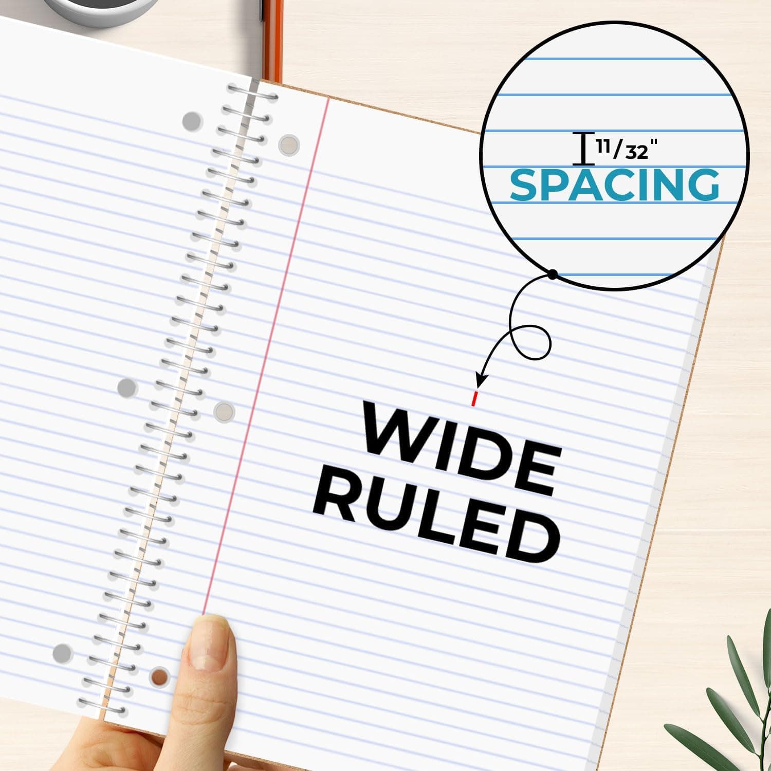 Rosmonde Spiral Notebooks, 12 Pack, 1 Subject Notebook, Wide Ruled, 70 Sheets, 8 x 10-1/2", 3 Hole Punched, School Supplies, Bulk Single Subject Spiral Notebook Bulk, Assorted Colors Pack of Notebooks 12 Pack 1 Subject - Image 10