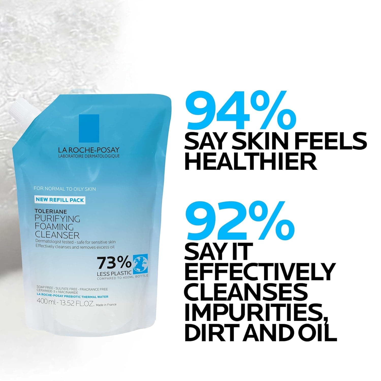 La Roche-Posay Toleriane Purifying Foaming Facial Cleanser, Oil Free Face Wash for Women & Men with Niacinamide + Ceramides, Pore Cleanser Safe For Sensitive Skin, Won’t Dry Out Skin, Soap Free 13.52 Fl Oz (Refill) - Image 6