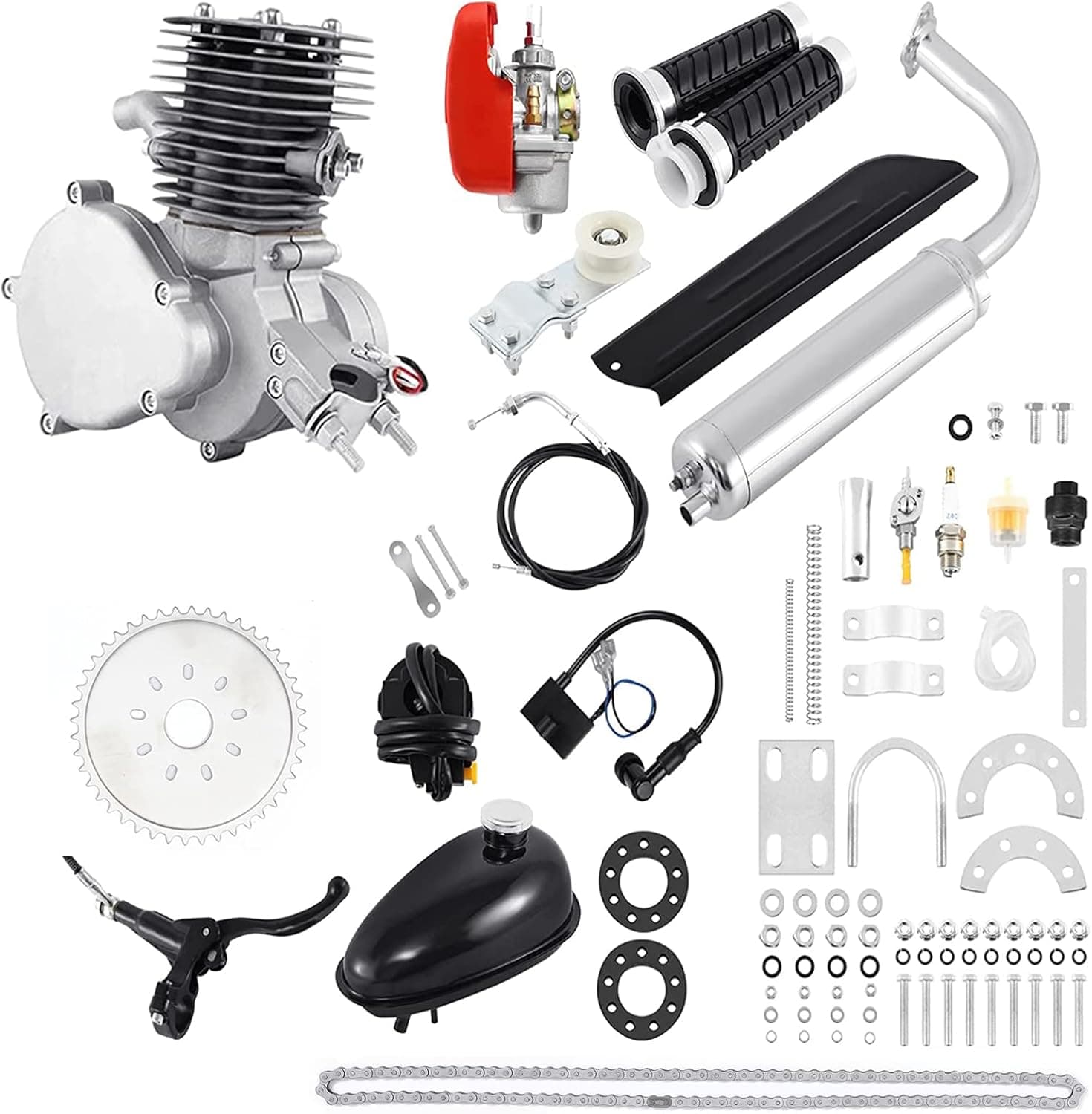 Upgraded Bicycle Engine Kit, 2 Stroke Motorized Bike Engine Motor Kit 100cc Super Fuel-efficient Fit Modified Full Set for 26"-28" Bikes - Image 2