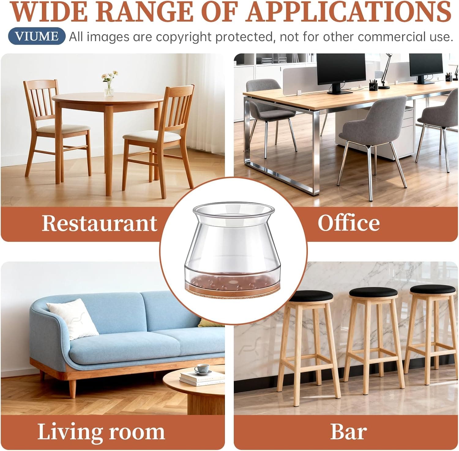 24 Pcs Chair Leg Floor Protectors for Hardwood Floors Silicone Covers Felt Pads Furniture Leg Caps Anti-Scratch Reduce Noise Fit (1-5/16" to 2") Universal L Clear-24pcs - Image 8