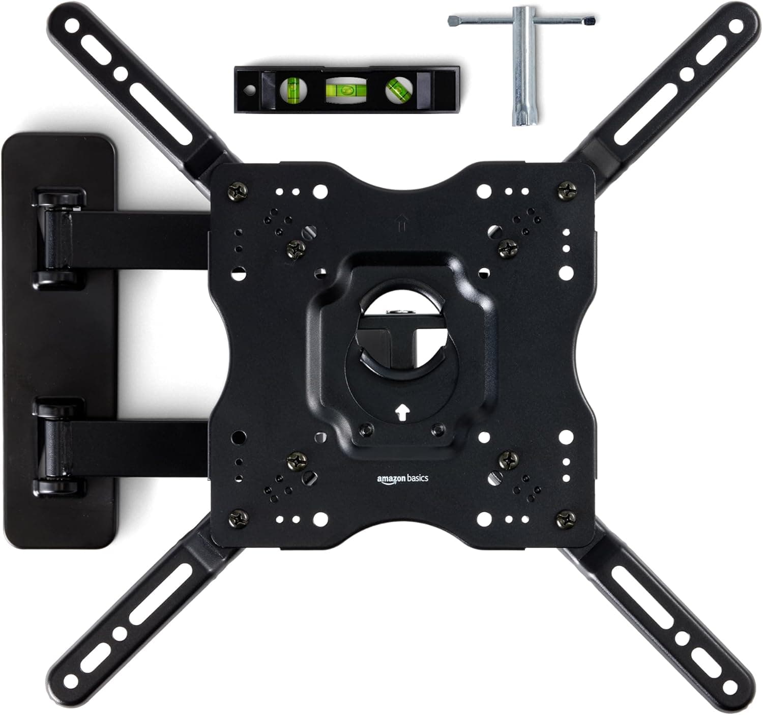 Amazon Basics Full Motion Articulating TV Wall Mount, with Swivel and Tilt, for 26" to 55" TVs and Flat Panels up to 80 Lbs, VESA Compatible, Black 26" to 55" Full Motion Articulating - Image 2