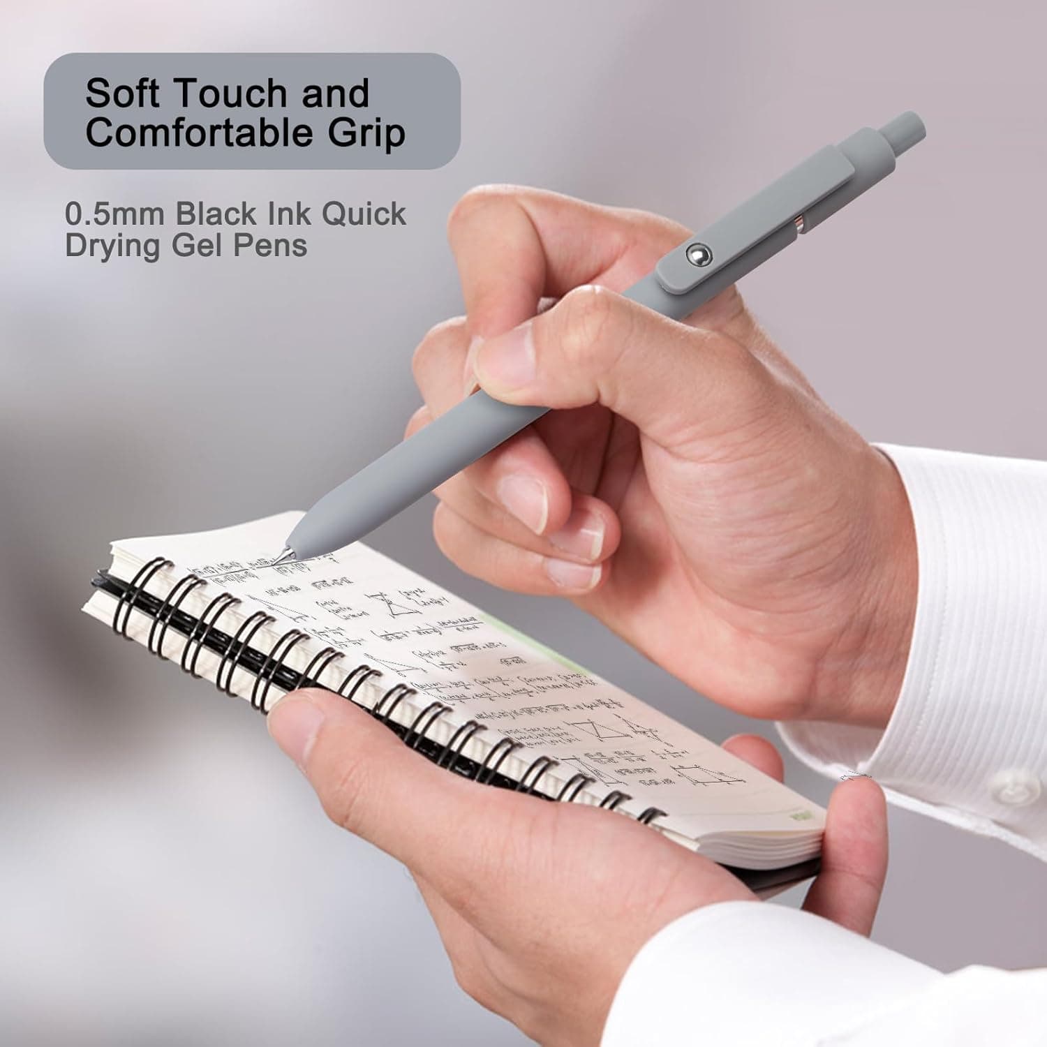 FIOVER 5 piezas de bolígrafos de gel con tinta de secado rápido, bolígrafos retráctiles de punta fina, bolígrafos de gel de bola rodante con tinta negra, escritura suave para escuela, oficina y hogar Morandi 1 cuenta (paquete de 5) - Image 6