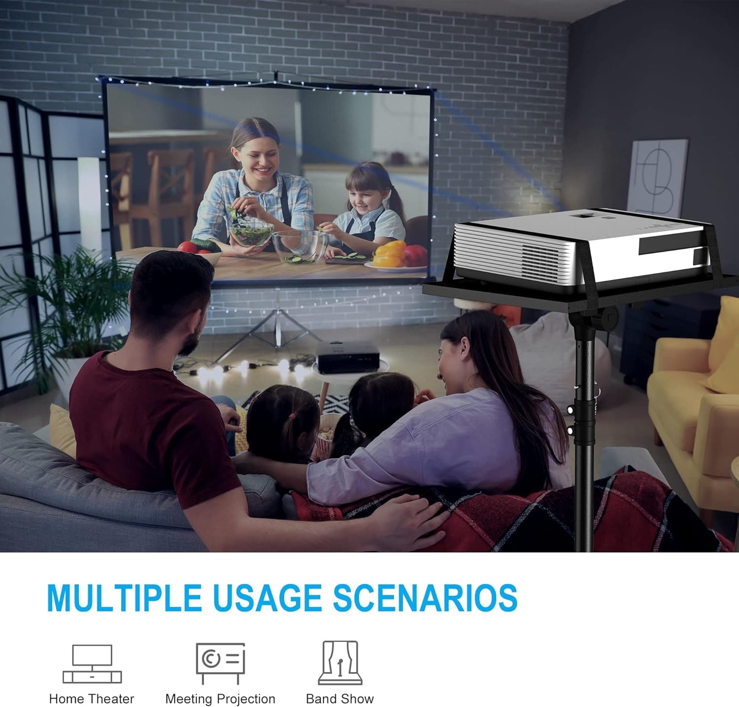 Adjustable Projector Stand Tripod, Laptop Height mula 23.5 hanggang 46.5 pulgada na may Gooseneck Phone Holder, Floor para sa Office, Home - Image 10