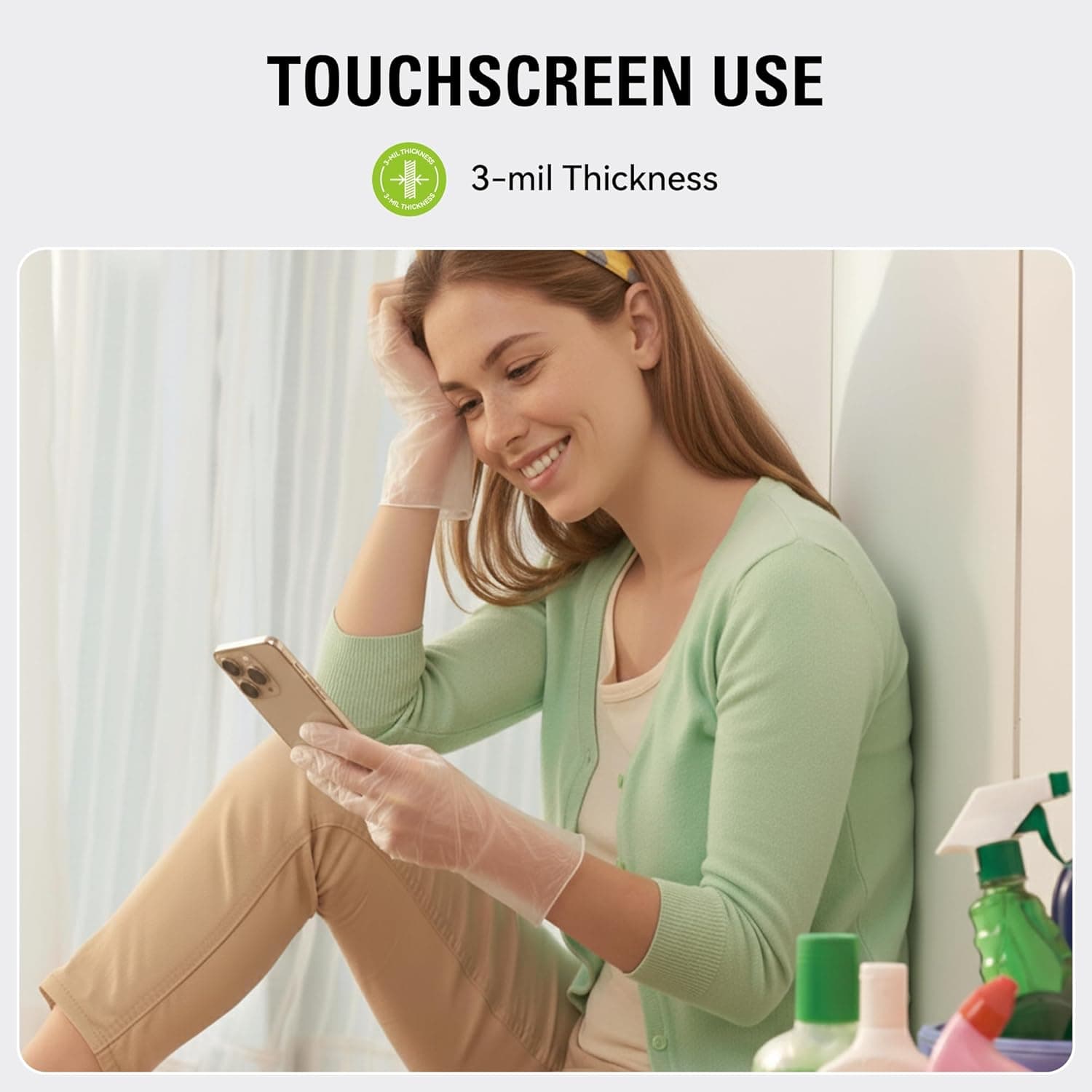 Disposable Vinyl Gloves, Food Safe, Latex-Free Powder-Free Clear Plastic Gloves for Cooking, House Clean, Food Prep Medium 100 - Image 3