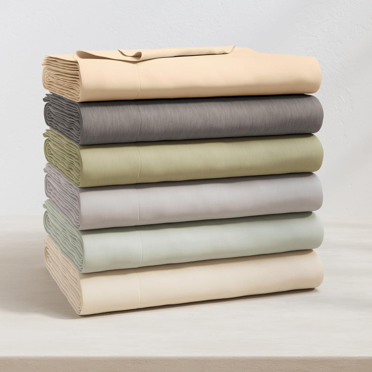 Great Bay Home Cotton Jersey Knit Twin XL Sheet Set - Ultra-Soft, Stretchy, Heathered Melange Green Bed Sheets - Cozy, Soft T-Shirt Sheet & Pillowcase Set Twin XL Green - Image 8